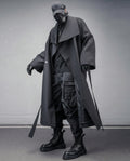 Oversized Belted Trench Coat - Avant-Garde Techwear Style