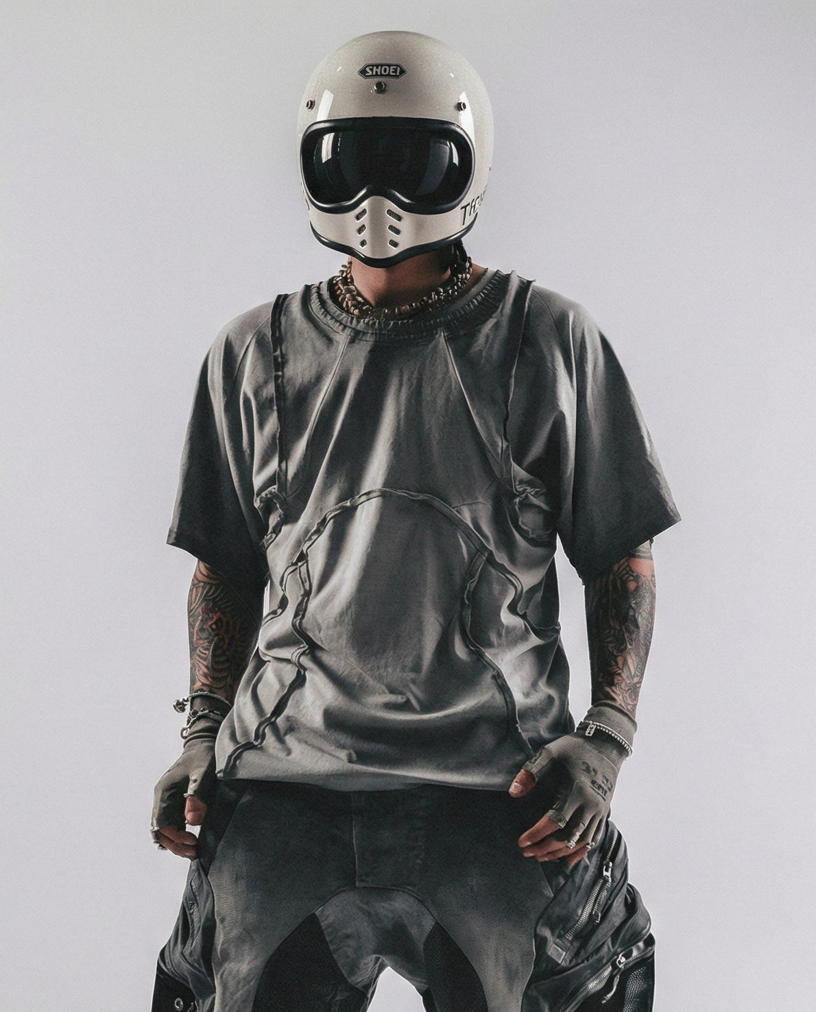 Distressed 3D Patchwork Raglan Tee - Wasteland Techwear