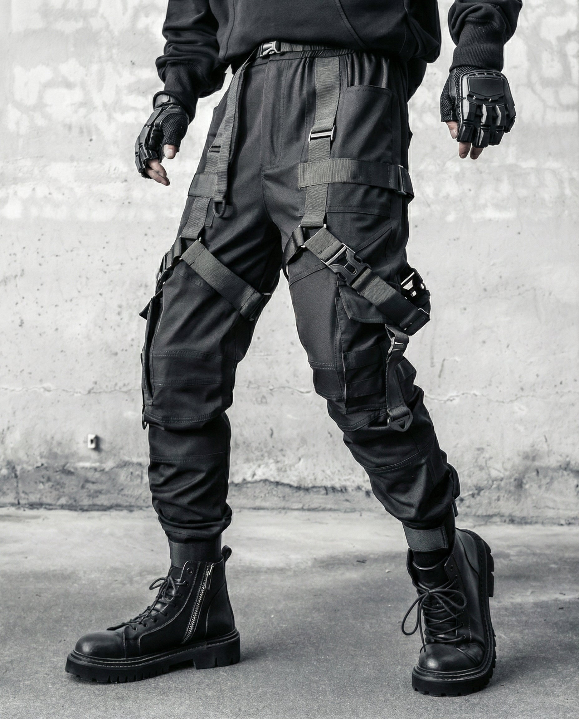 Tactical Strap Cargo Pants - Dark Techwear Joggers