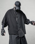Asymmetrical Deconstructed Pinstripe Shirt - Darkwear Techwear