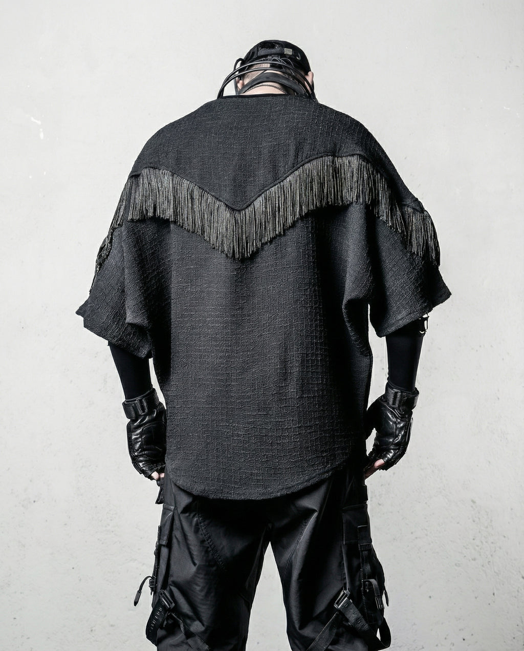 Fringe Patchwork Batwing T-Shirt - Oversized Techwear Top