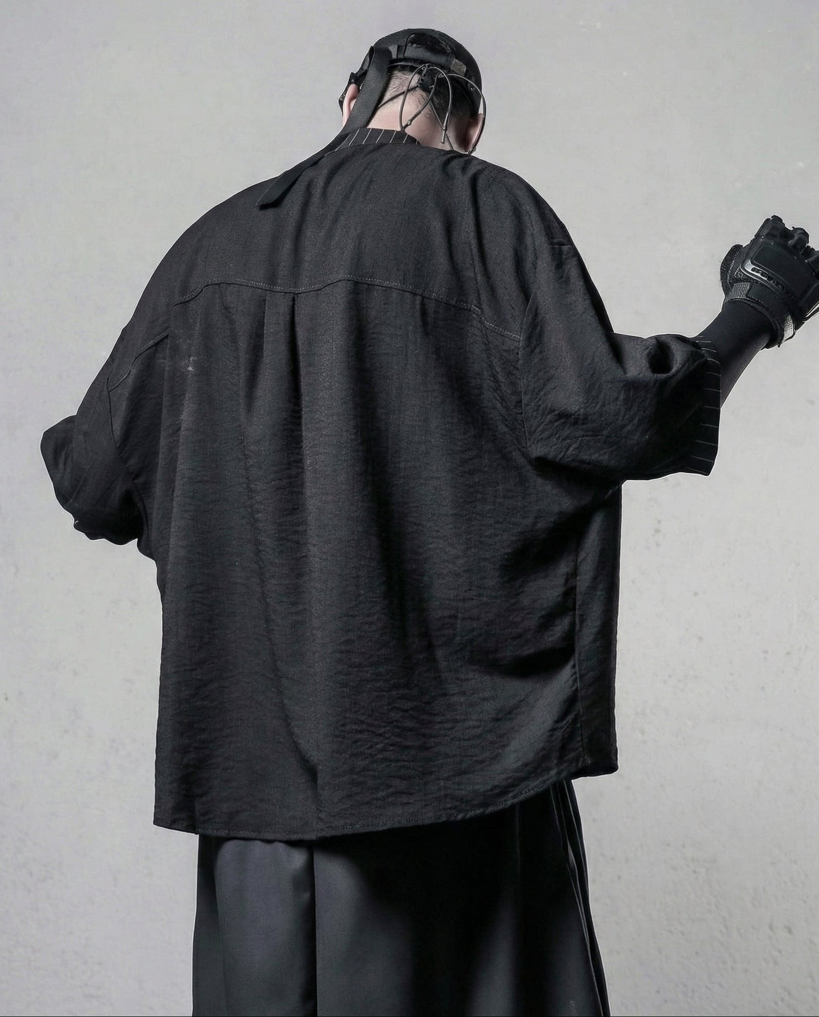 Asymmetrical Deconstructed Pinstripe Shirt - Darkwear Techwear