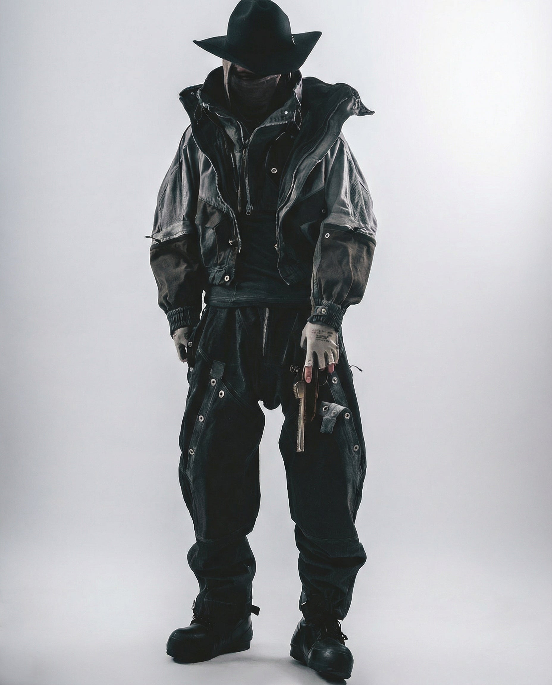 Distressed Mecha Flight Jacket - Short Boxy Techwear