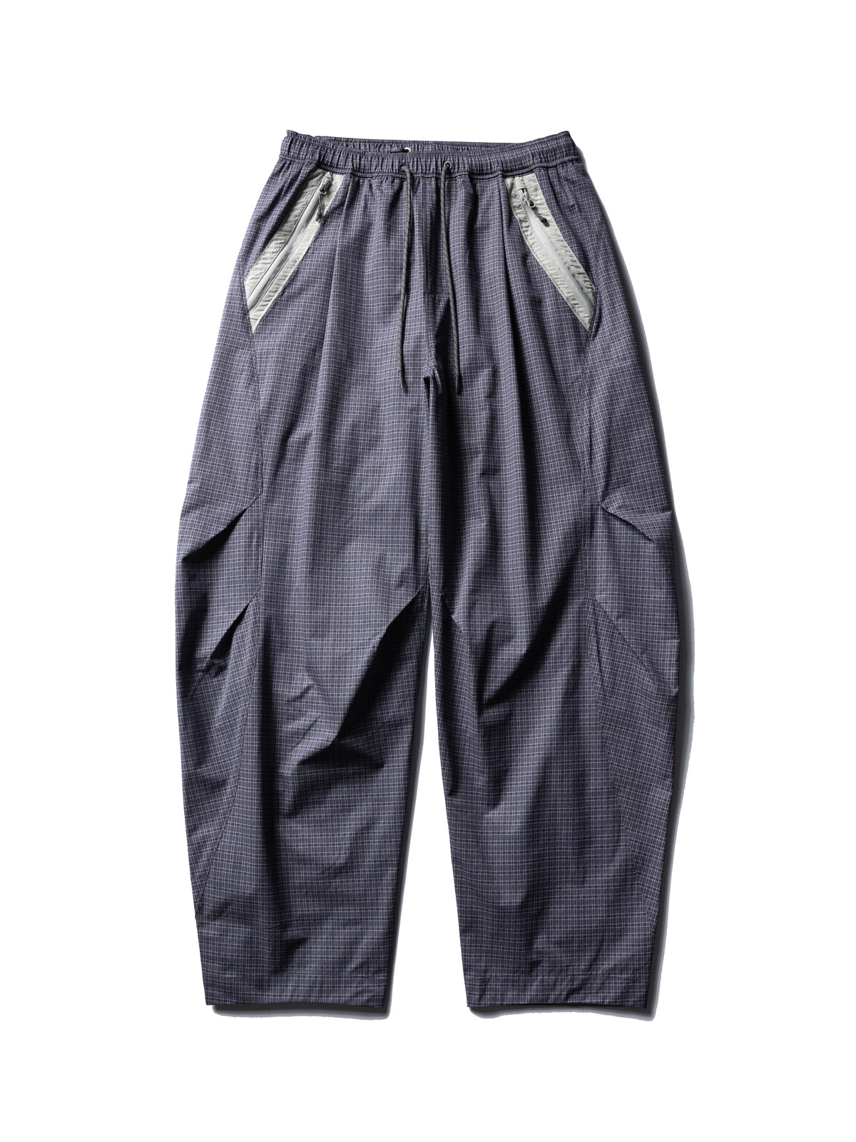 Cardamom Purple hiking cargo pants — flat front view showing the waistband, contrast pockets and full leg shape