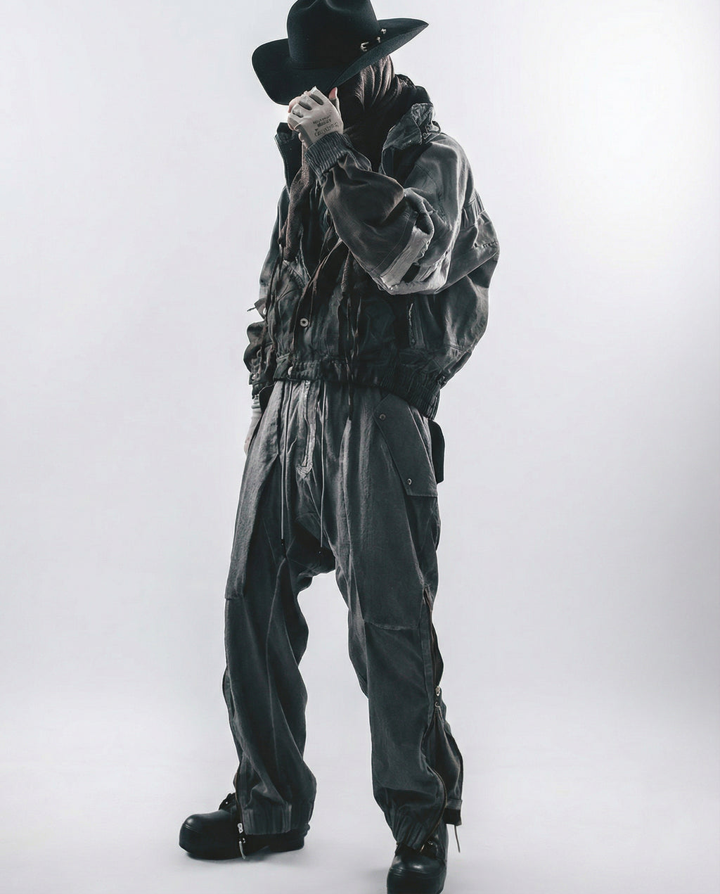 Distressed Mecha Flight Jacket - Short Boxy Techwear