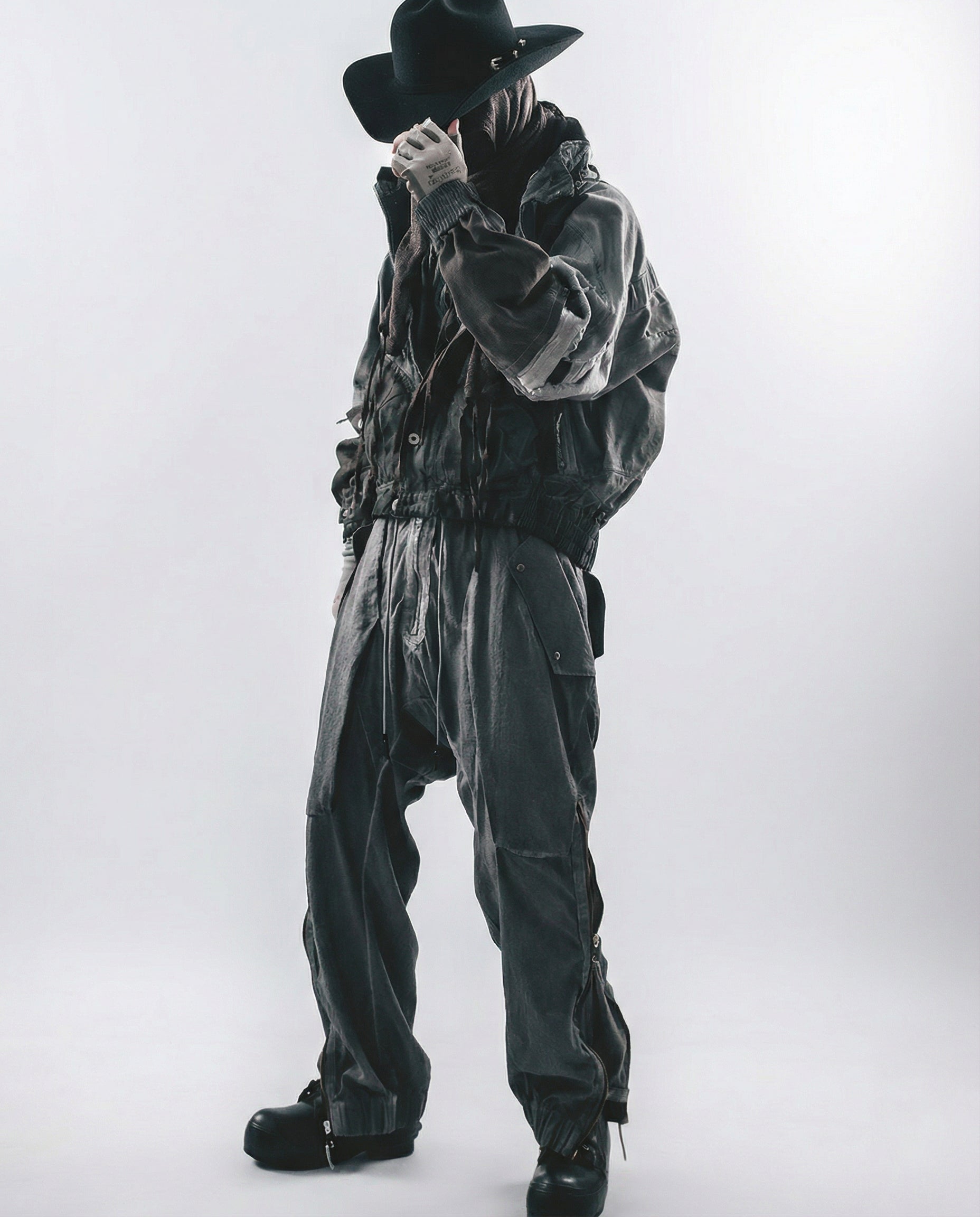 Distressed Mecha Flight Jacket - Short Boxy Techwear