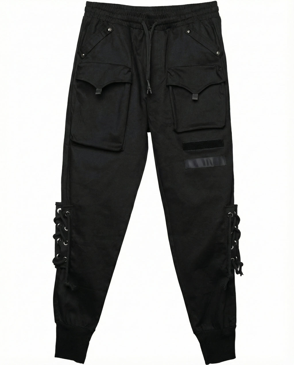 Lace-up Techwear Cargo Joggers - Slim Fit Darkwear Pants