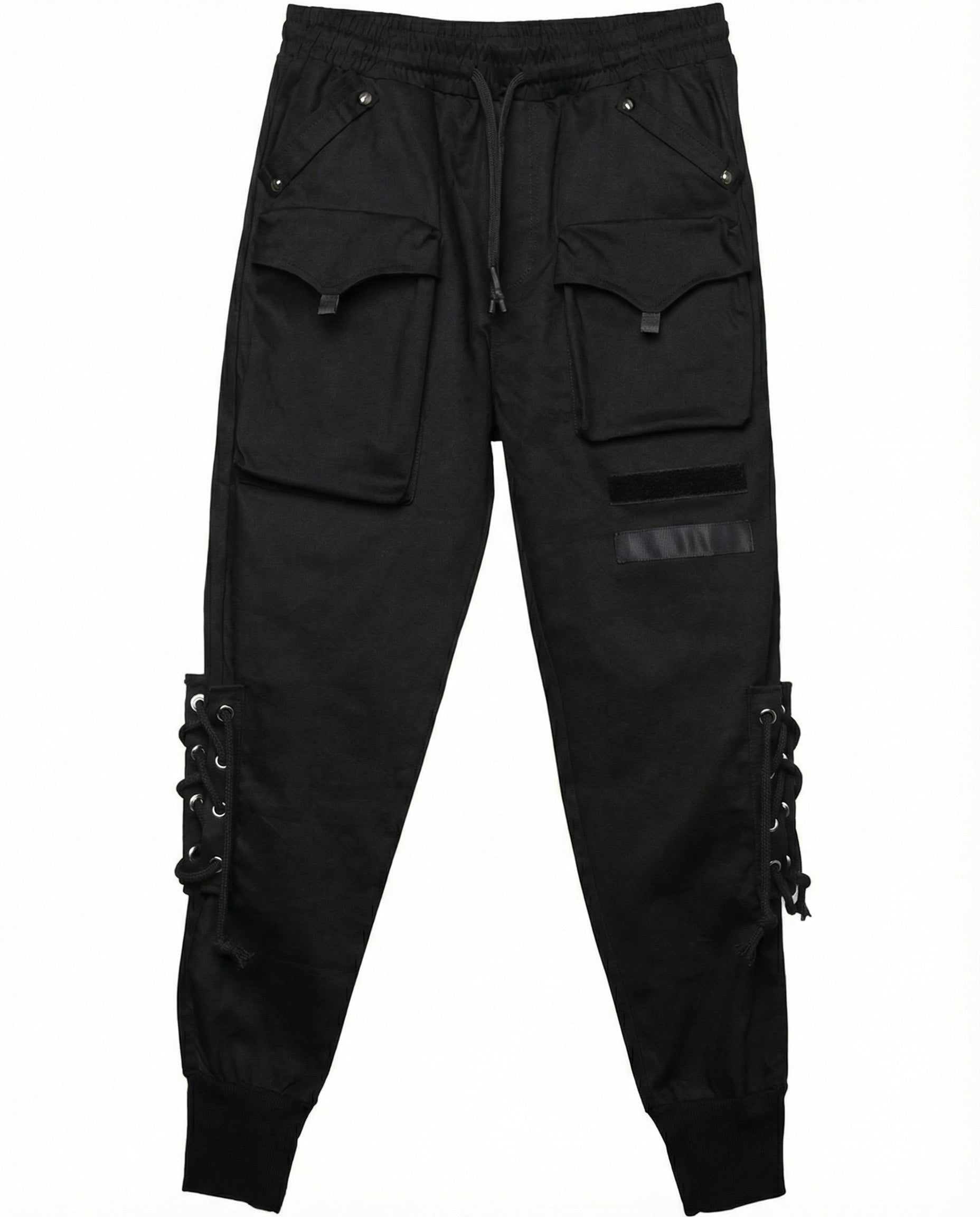 Lace-up Techwear Cargo Joggers - Slim Fit Darkwear Pants