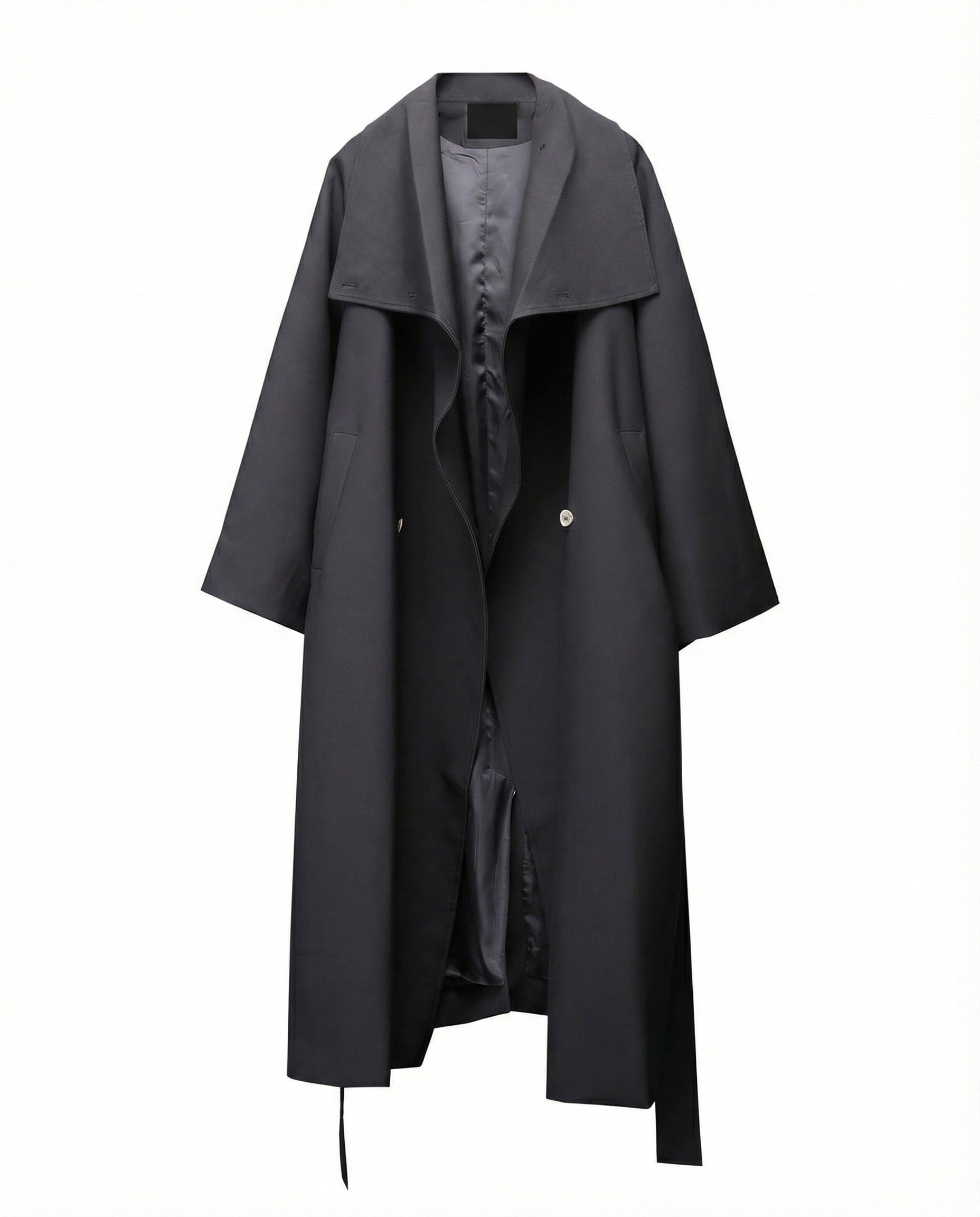 Oversized Belted Trench Coat - Avant-Garde Techwear Style