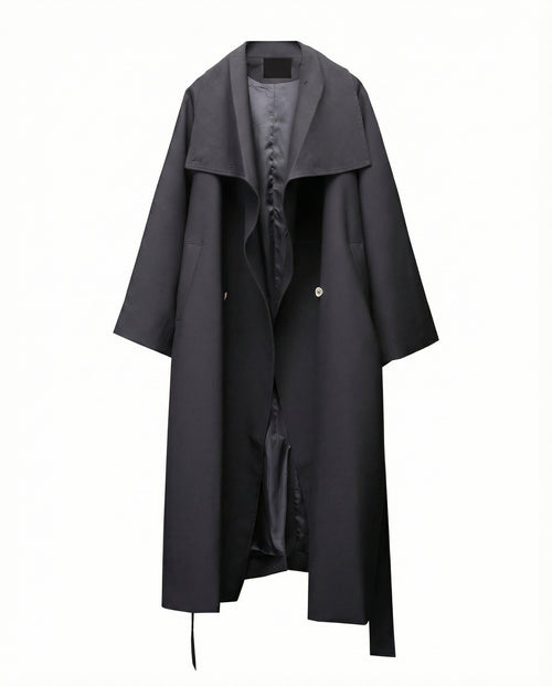Oversized Belted Trench Coat - Avant-Garde Techwear Style
