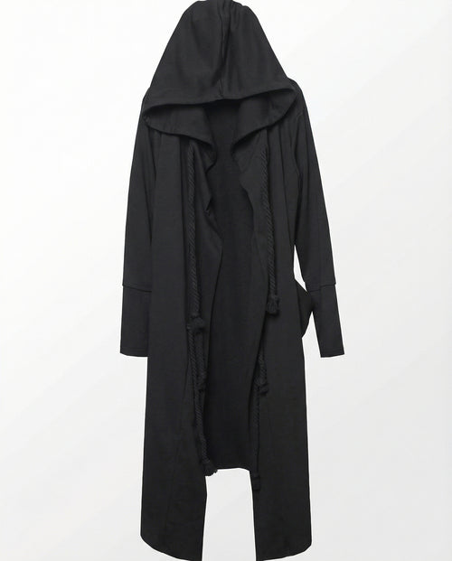Dark Samurai Hooded Cloak Coat - Techwear Longline Cardigan