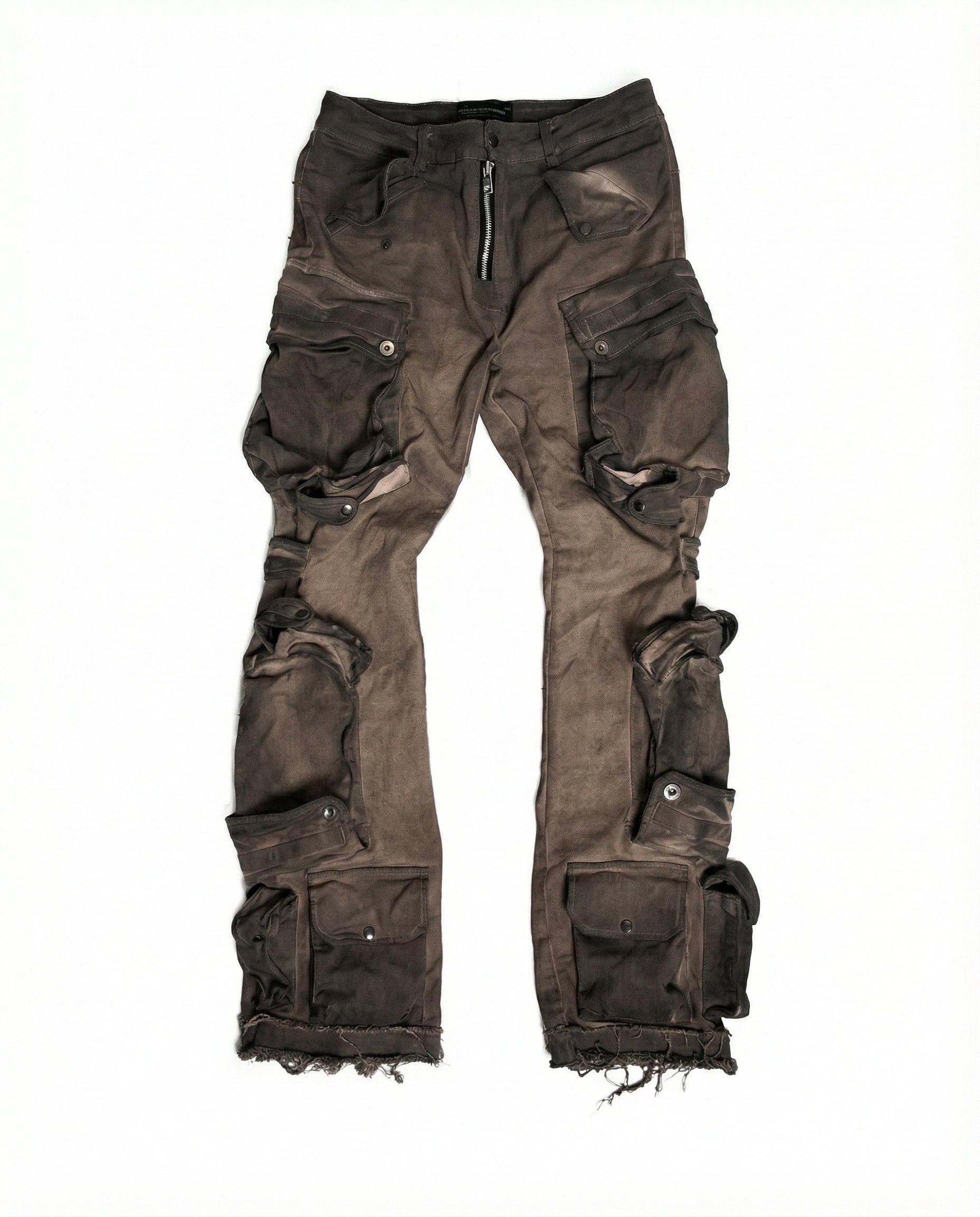 Distressed Wasteland Micro-Flare Cargo Pants - Dirty Fit