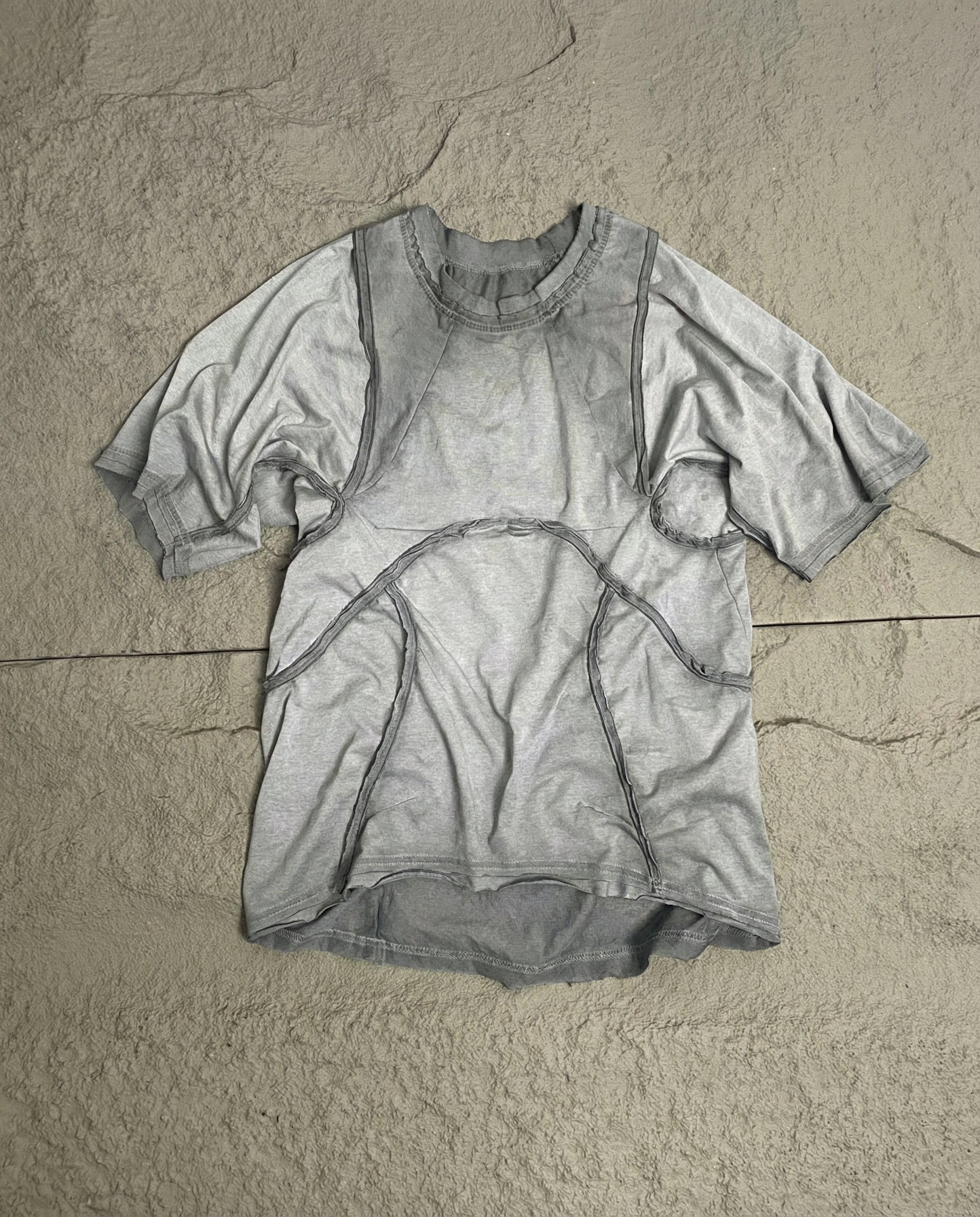 Distressed 3D Patchwork Raglan Tee - Wasteland Techwear