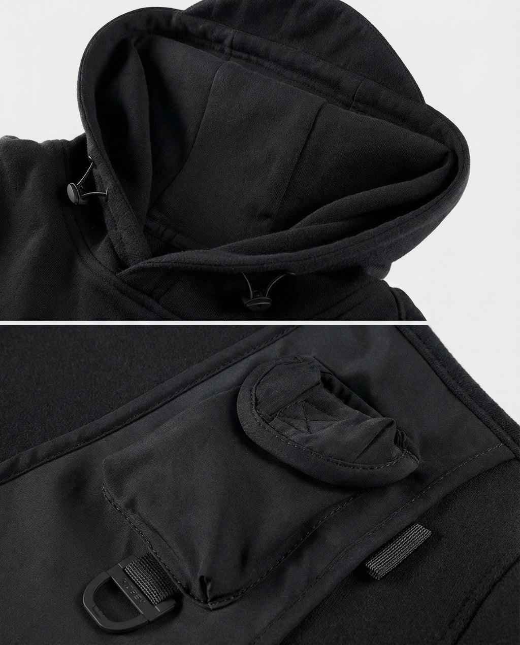 Tactical Vest Patchwork Hoodie - Heavyweight Techwear Pullover