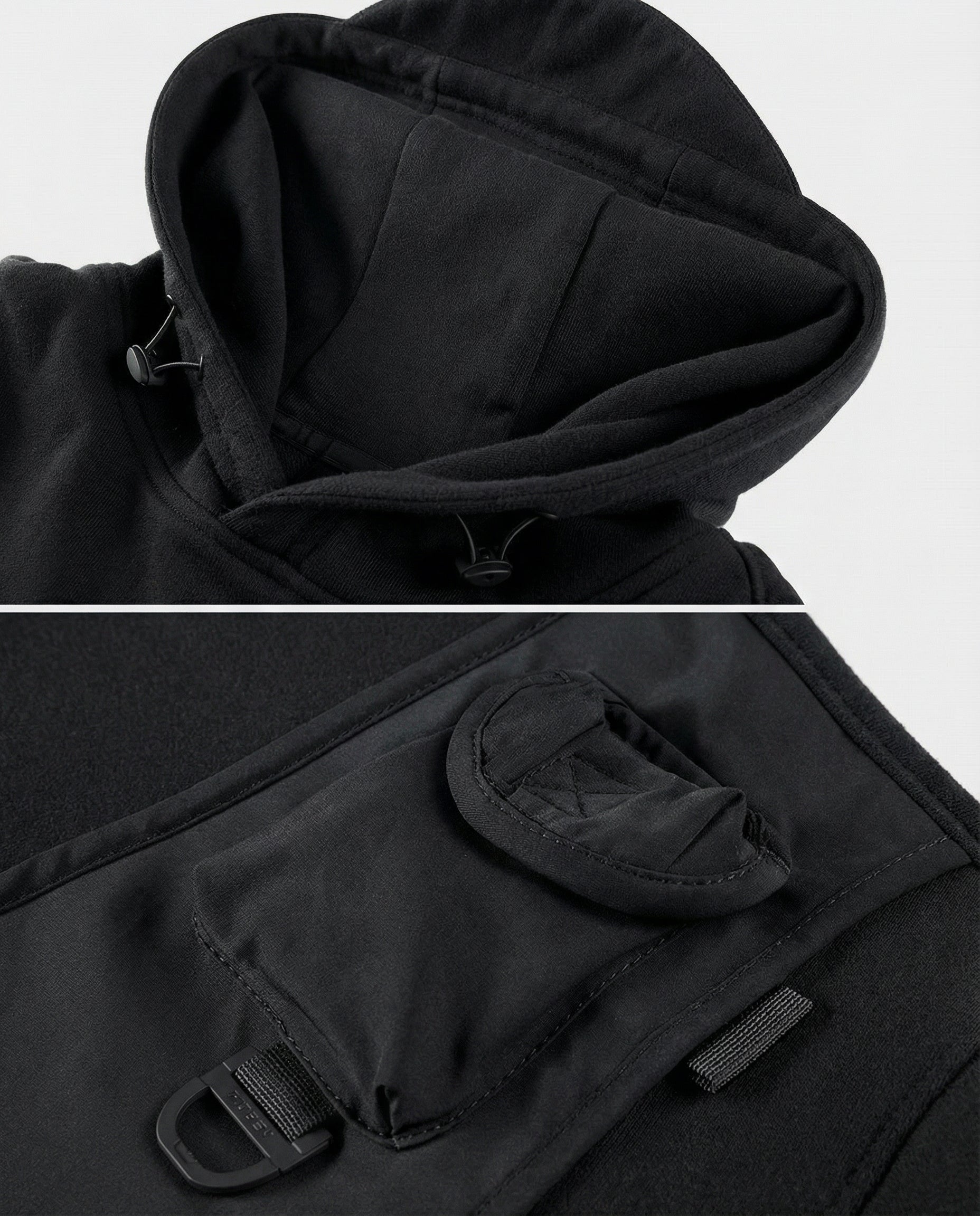Tactical Vest Patchwork Hoodie - Heavyweight Techwear Pullover