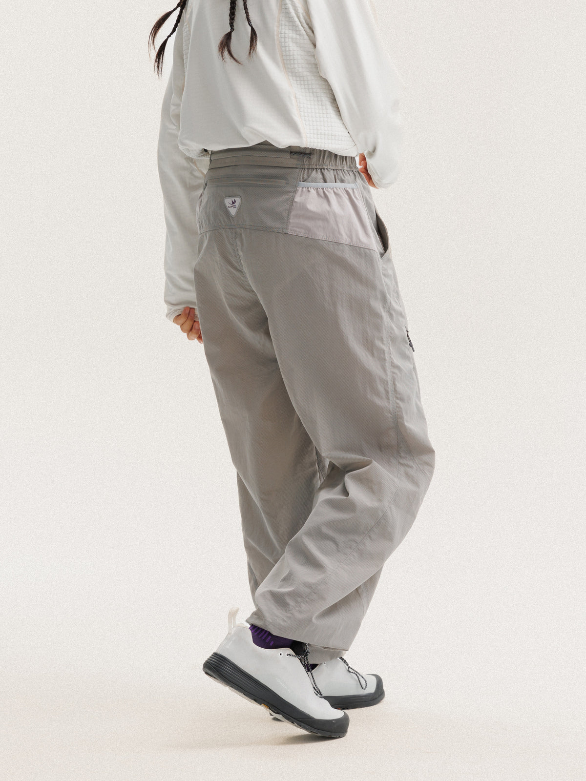 Light Gray hiking pants — rear three-quarter view showing the back waist panel