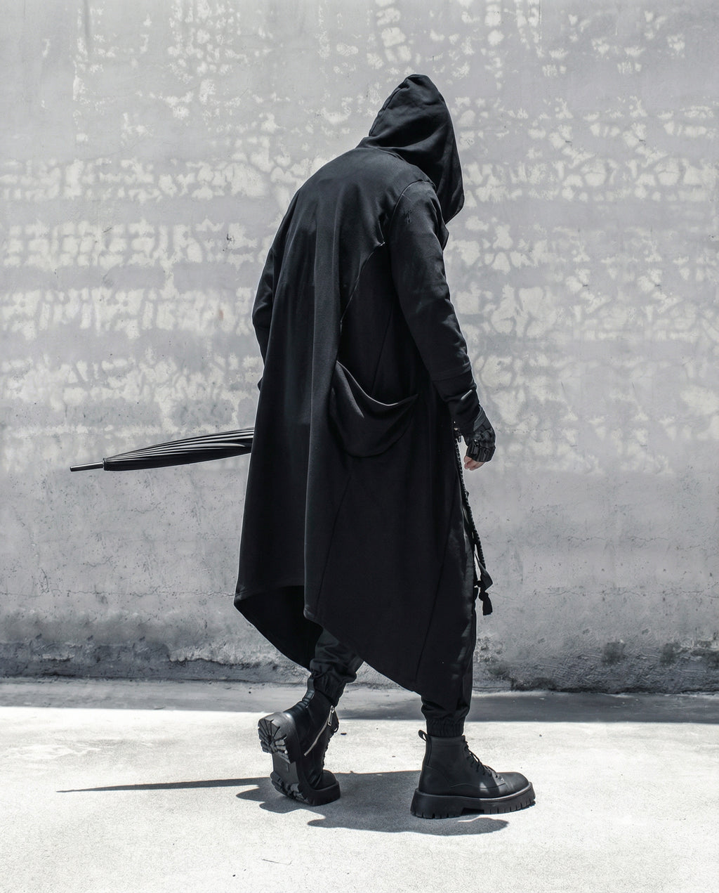 Dark Samurai Hooded Cloak Coat - Techwear Longline Cardigan