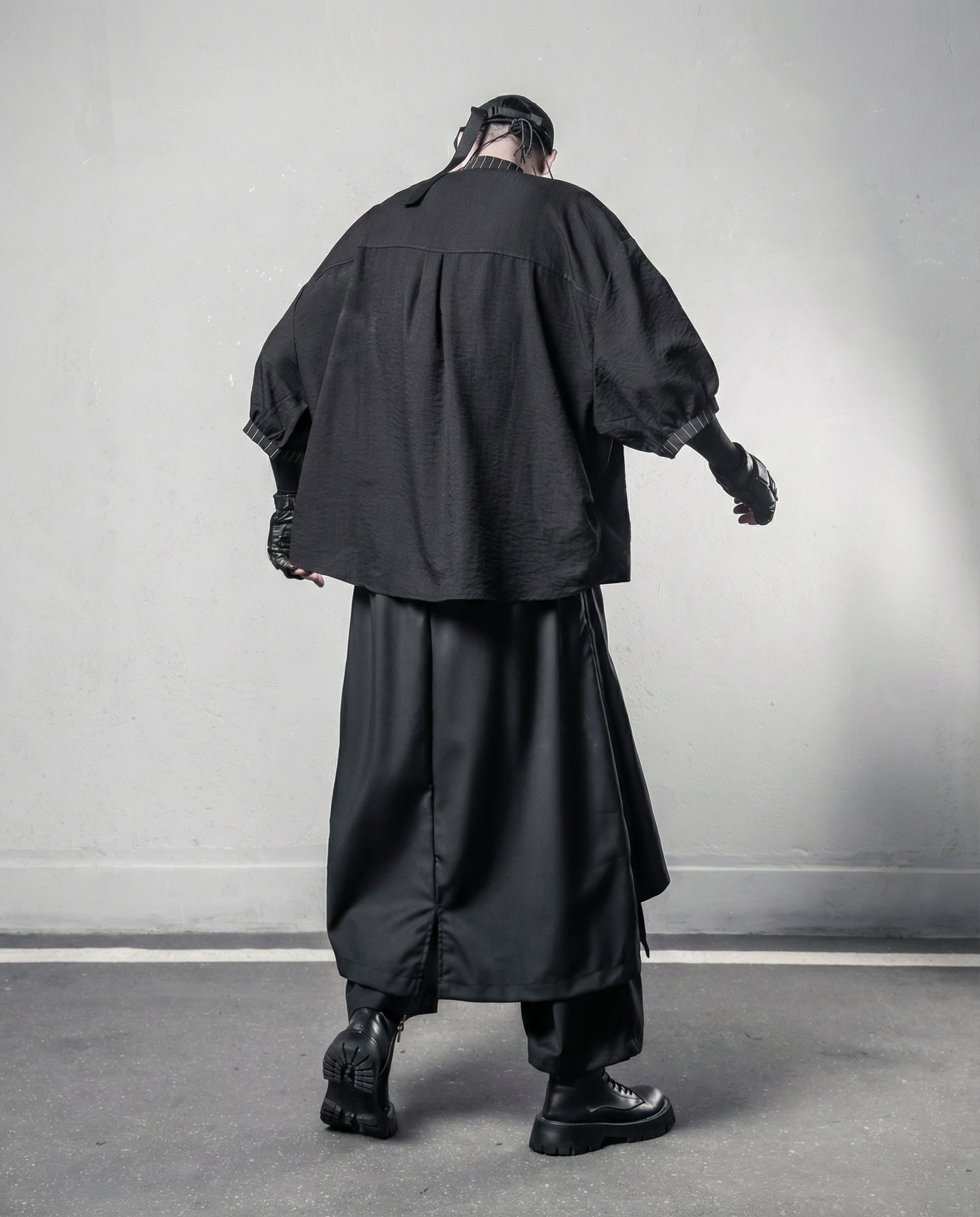 Asymmetrical Deconstructed Pinstripe Shirt - Darkwear Techwear