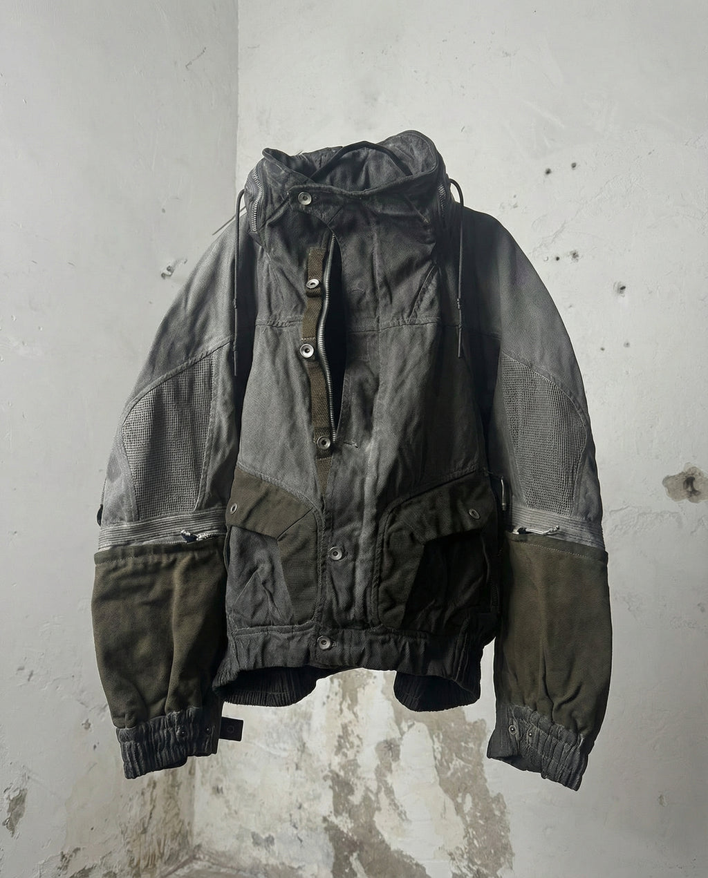 Distressed Mecha Flight Jacket - Short Boxy Techwear
