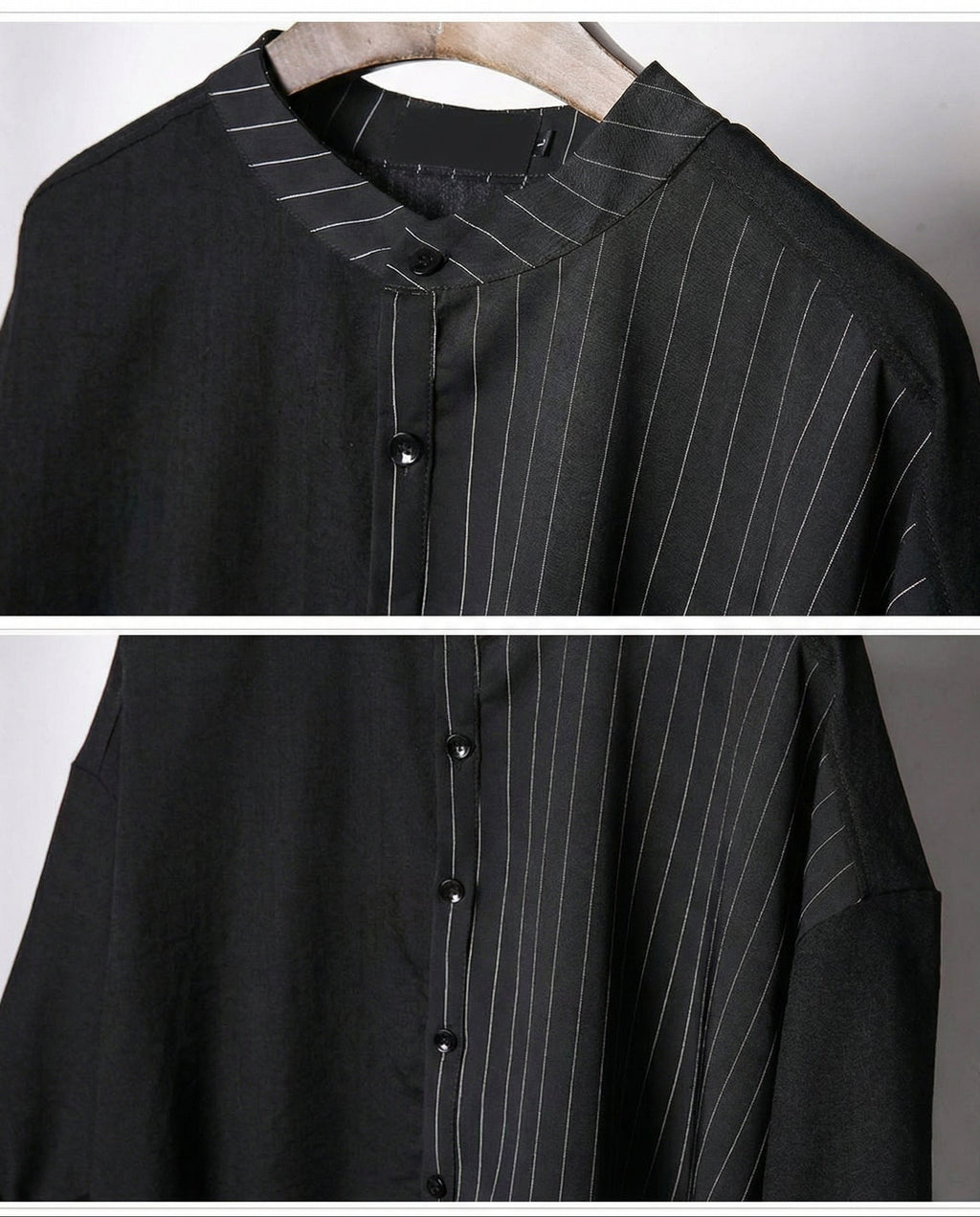 Asymmetrical Deconstructed Pinstripe Shirt - Darkwear Techwear