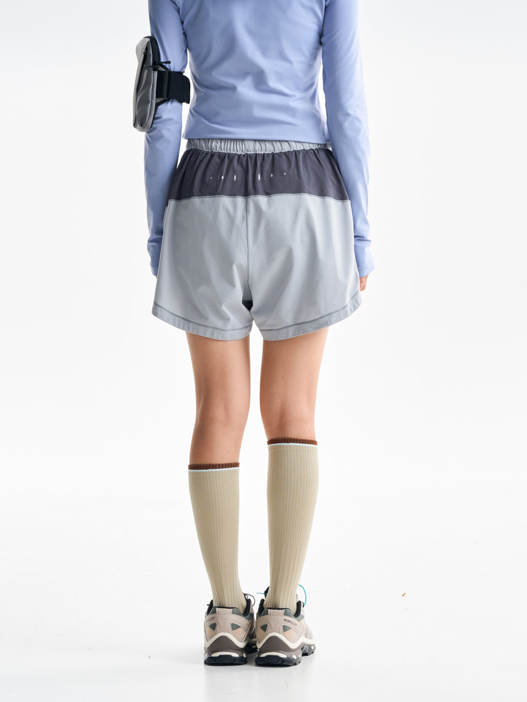Light Gray hiking shorts — back view showing the dark rear waistband panel