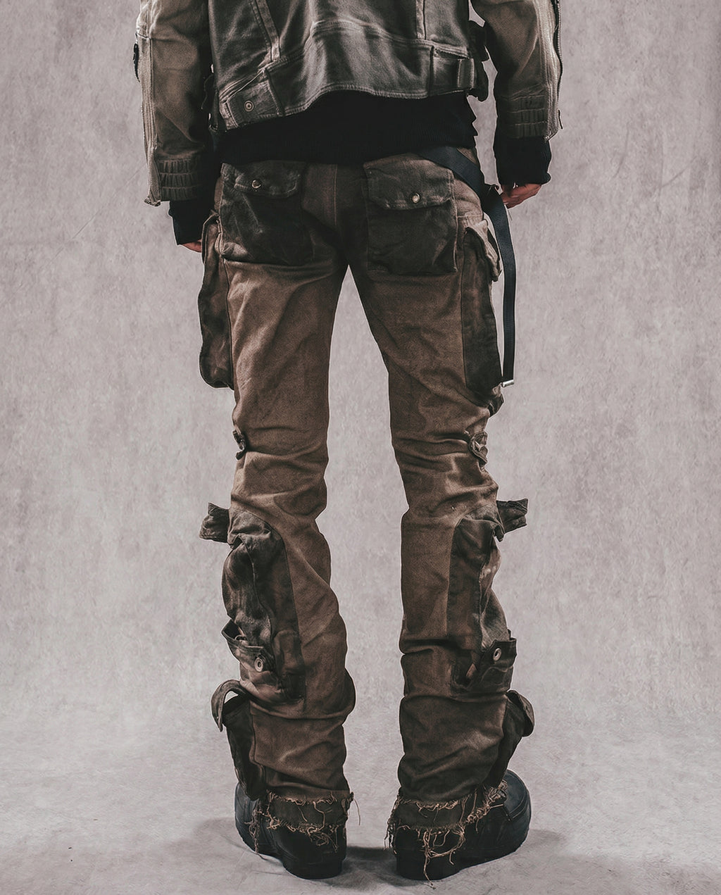 Distressed Wasteland Micro-Flare Cargo Pants - Dirty Fit