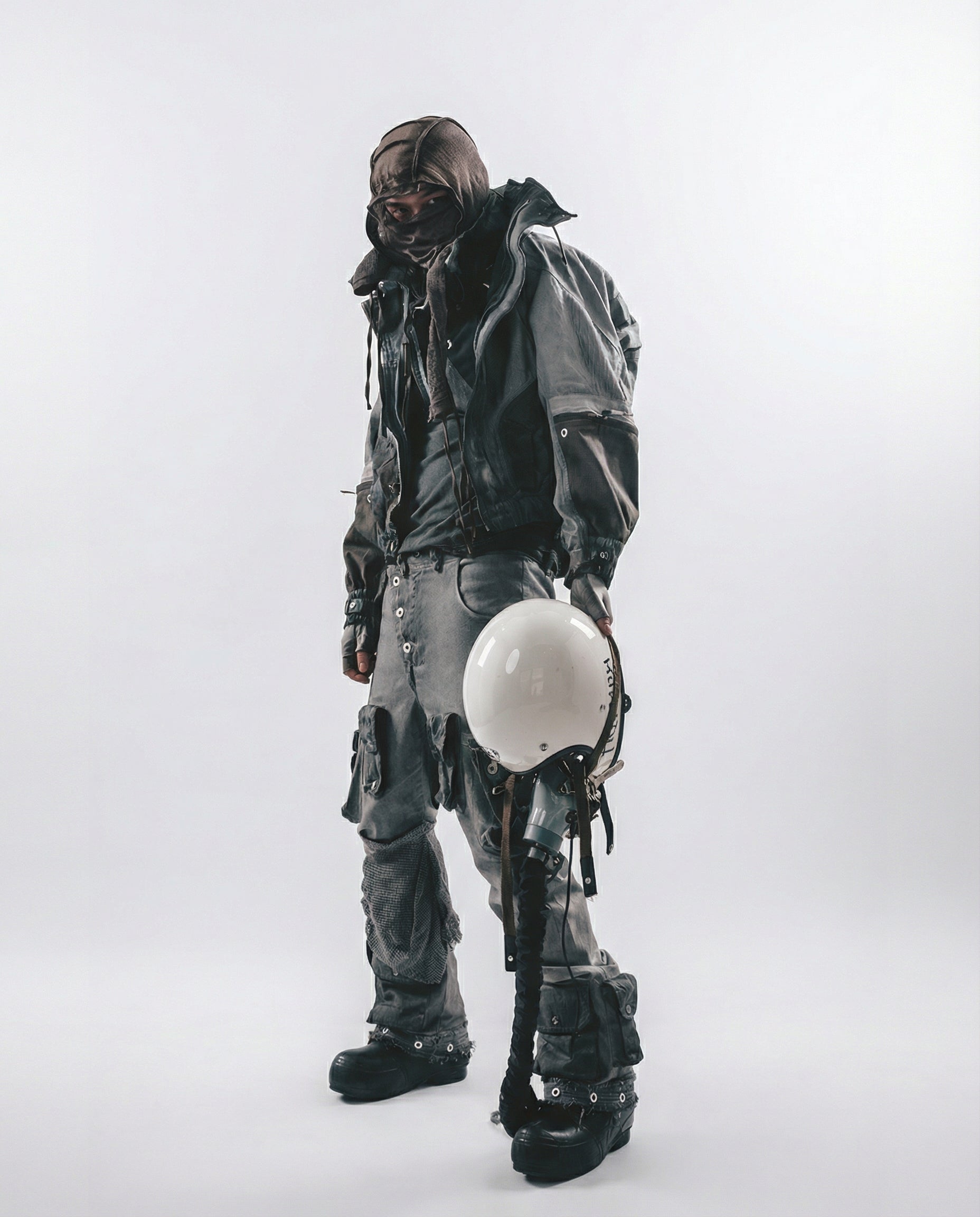 Distressed Mecha Flight Jacket - Short Boxy Techwear