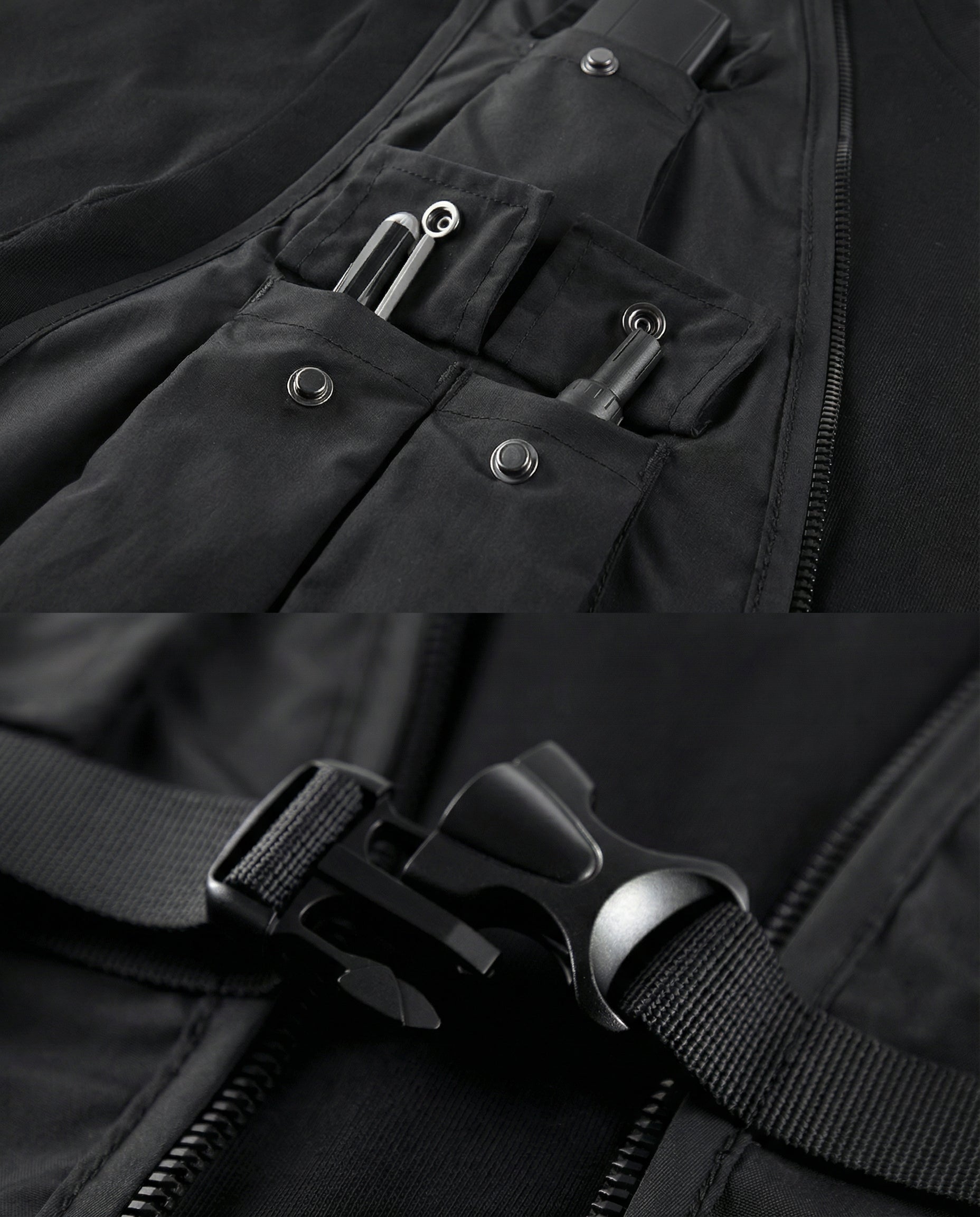 Multi-Pocket Utility Vest Techwear T-Shirt - Urban Streetwear