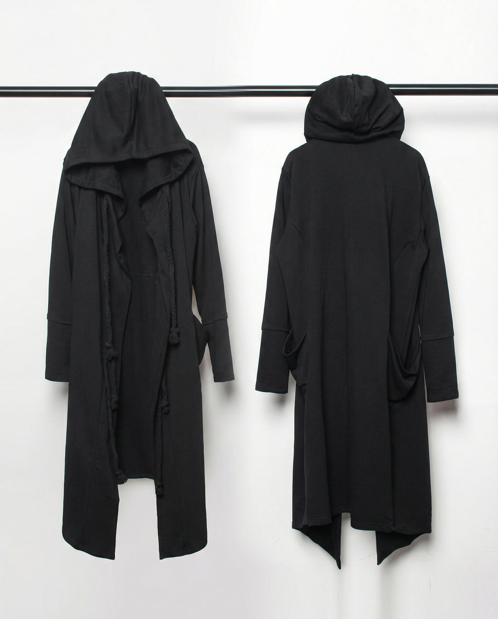 Dark Samurai Hooded Cloak Coat - Techwear Longline Cardigan