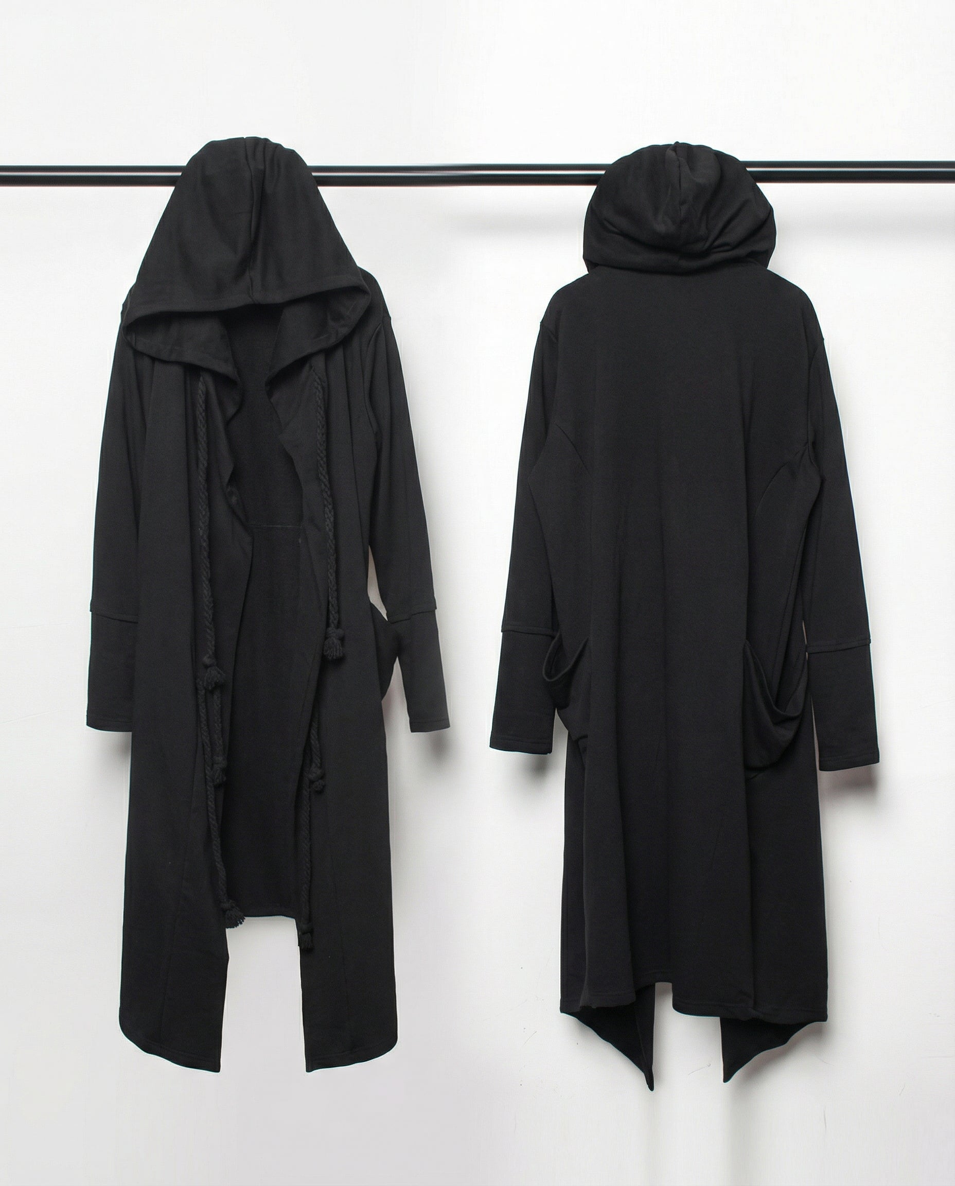 Dark Samurai Hooded Cloak Coat - Techwear Longline Cardigan