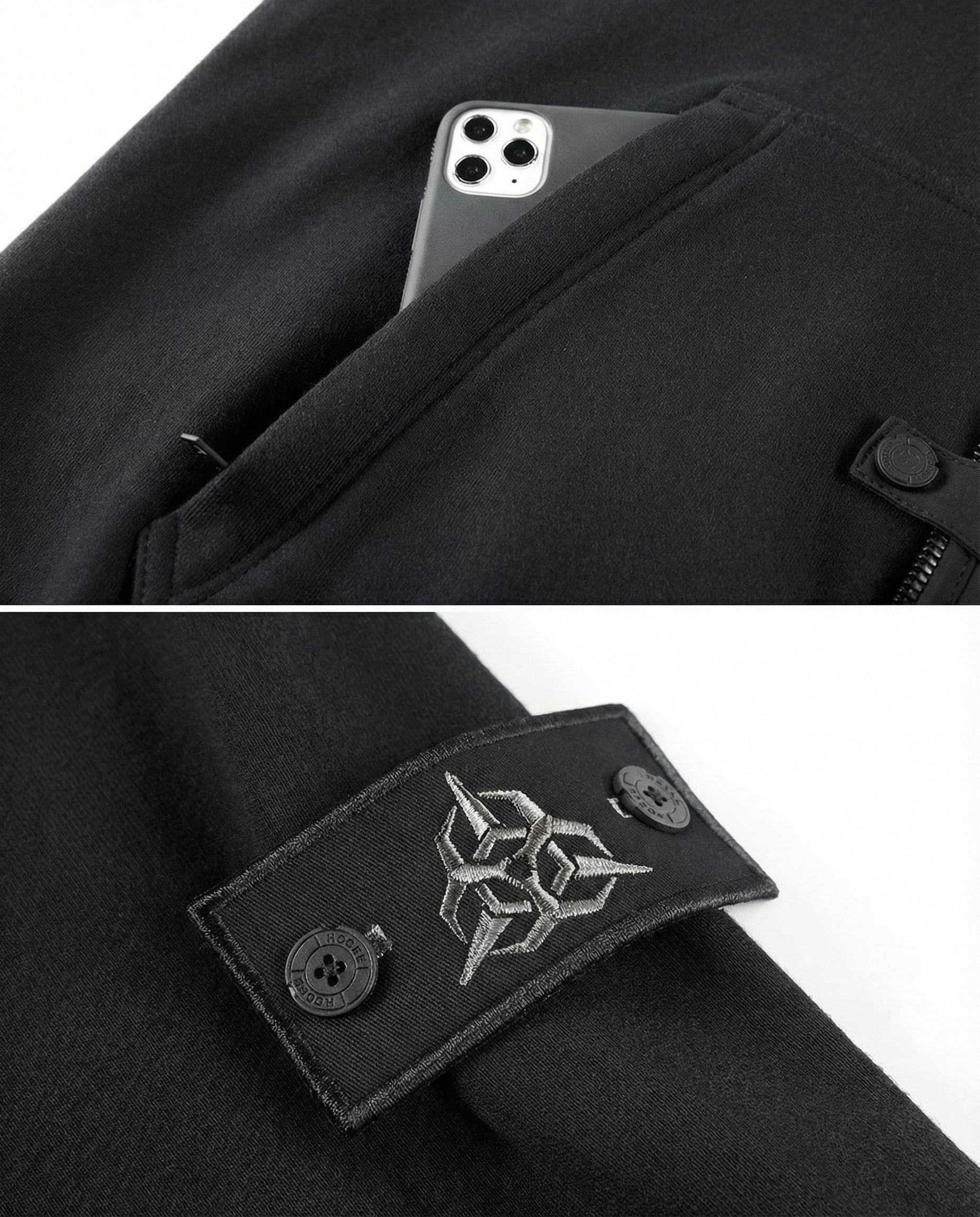 Tactical Vest Patchwork Hoodie - Heavyweight Techwear Pullover