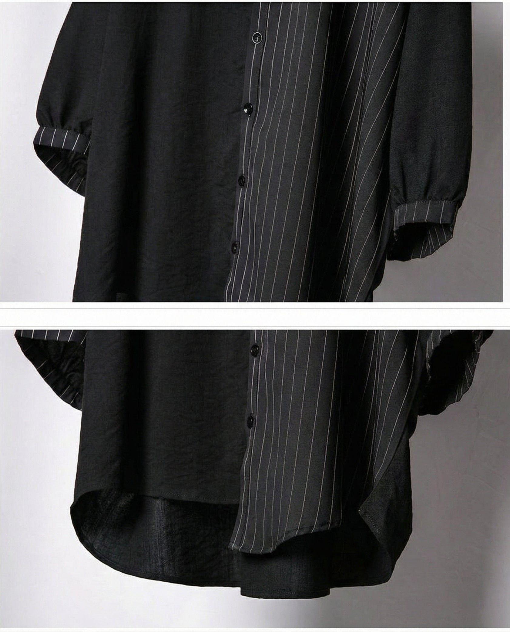 Asymmetrical Deconstructed Pinstripe Shirt - Darkwear Techwear