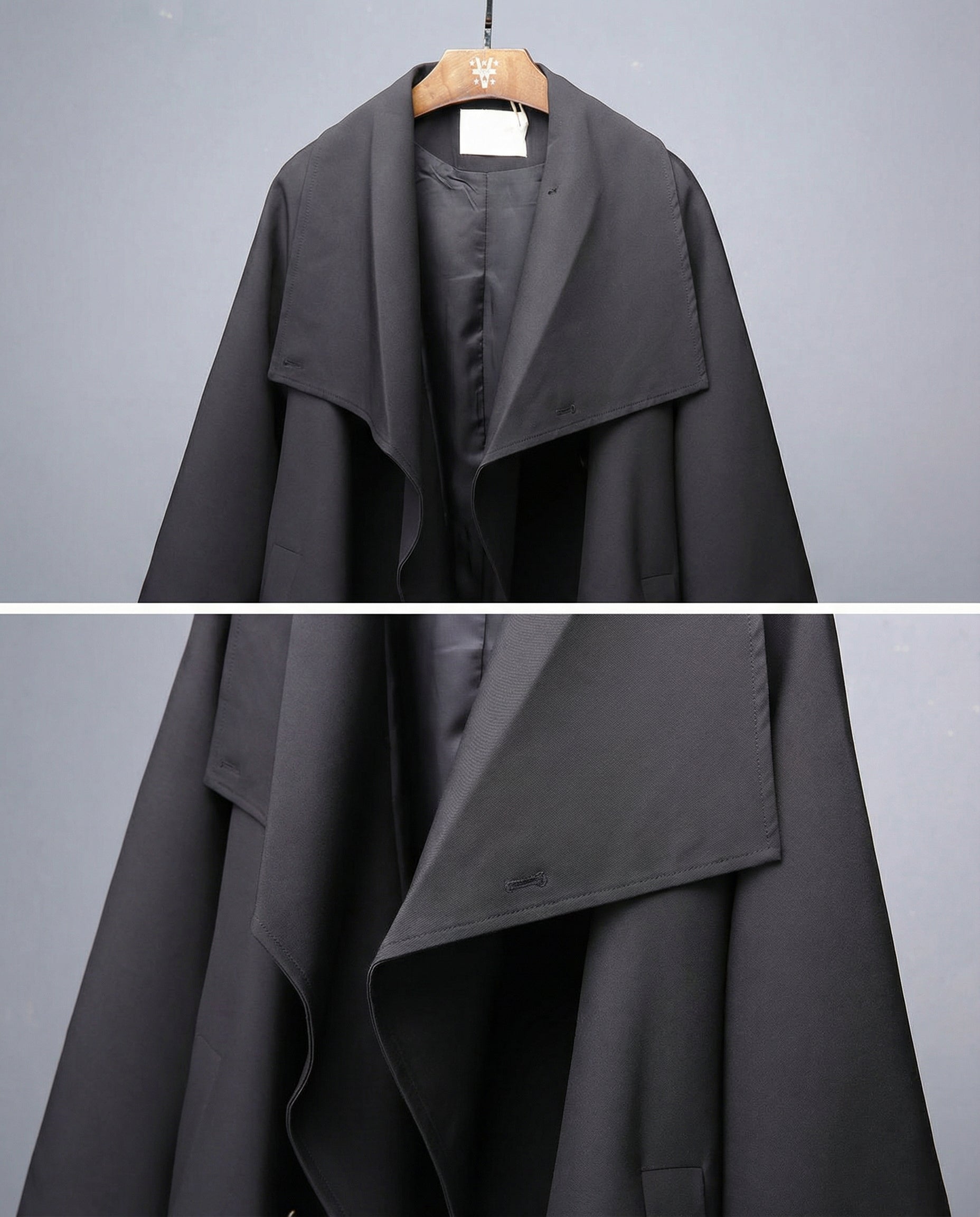 Oversized Belted Trench Coat - Avant-Garde Techwear Style