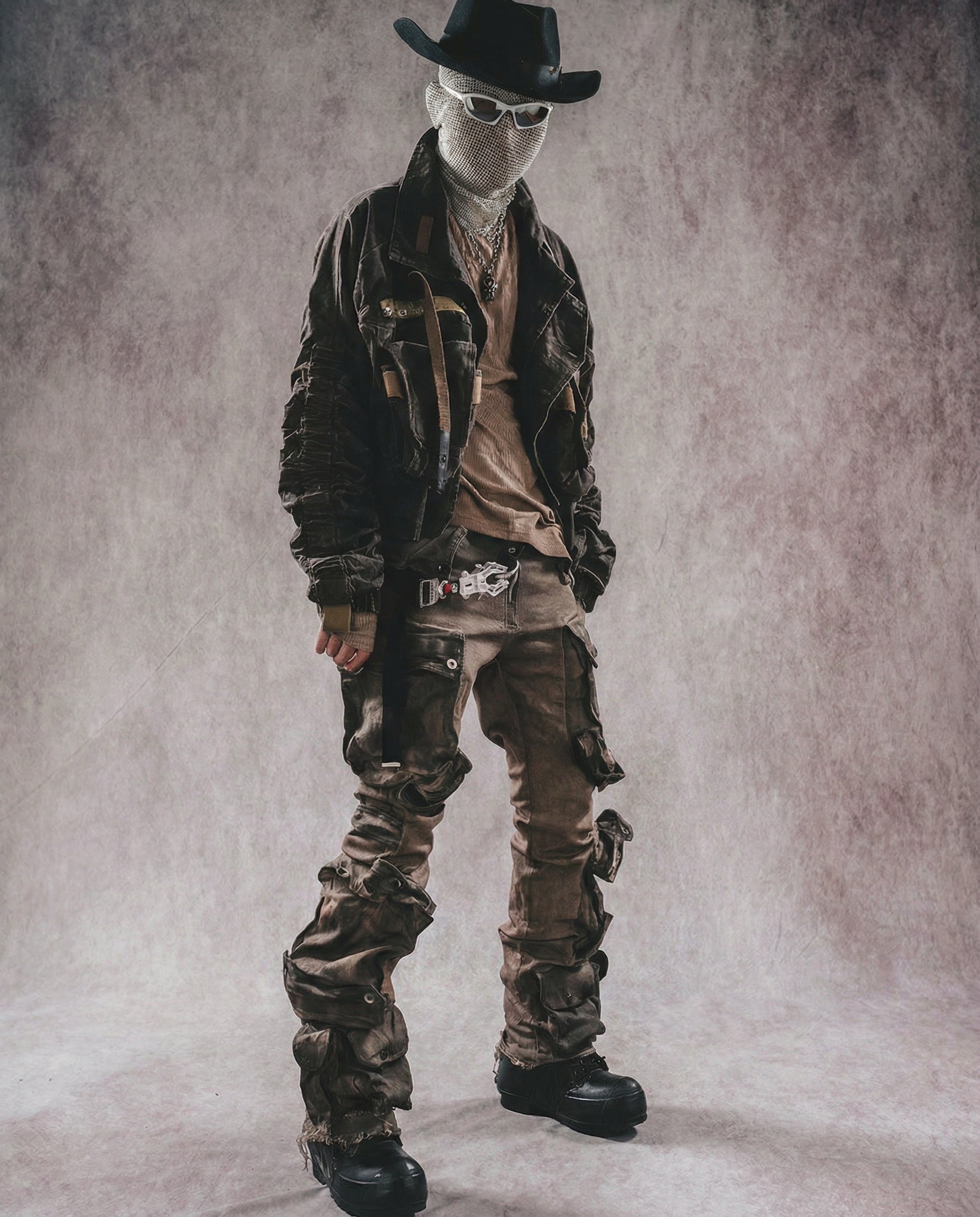 Distressed Wasteland Micro-Flare Cargo Pants - Dirty Fit