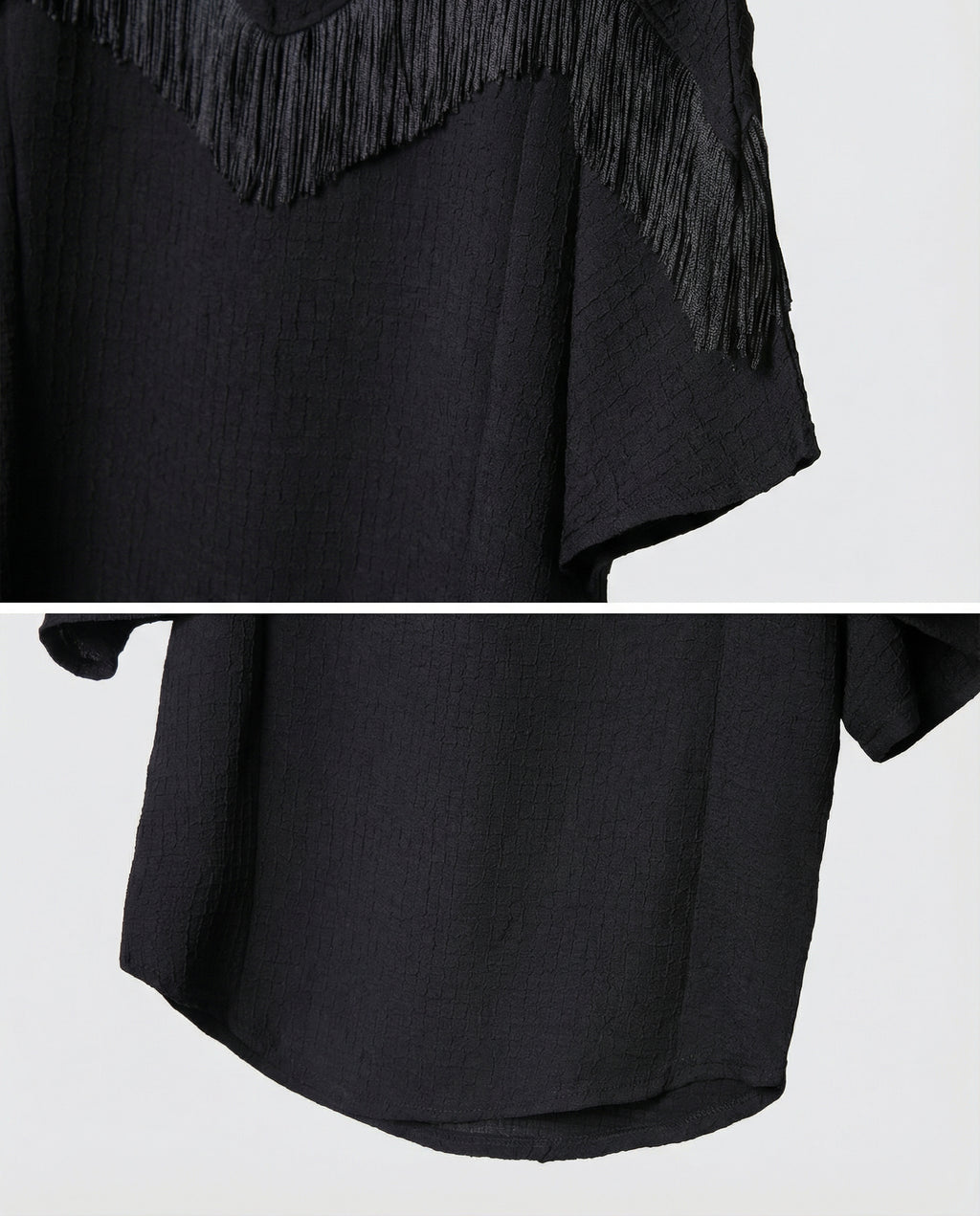 Fringe Patchwork Batwing T-Shirt - Oversized Techwear Top