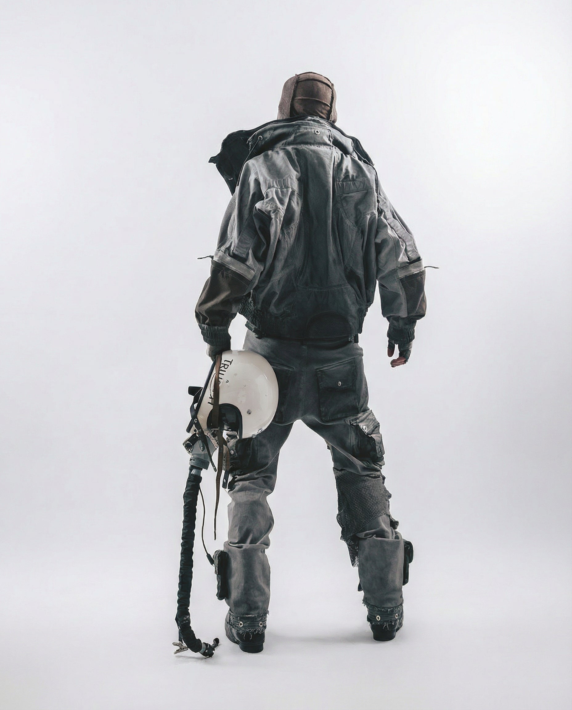 Distressed Mecha Flight Jacket - Short Boxy Techwear