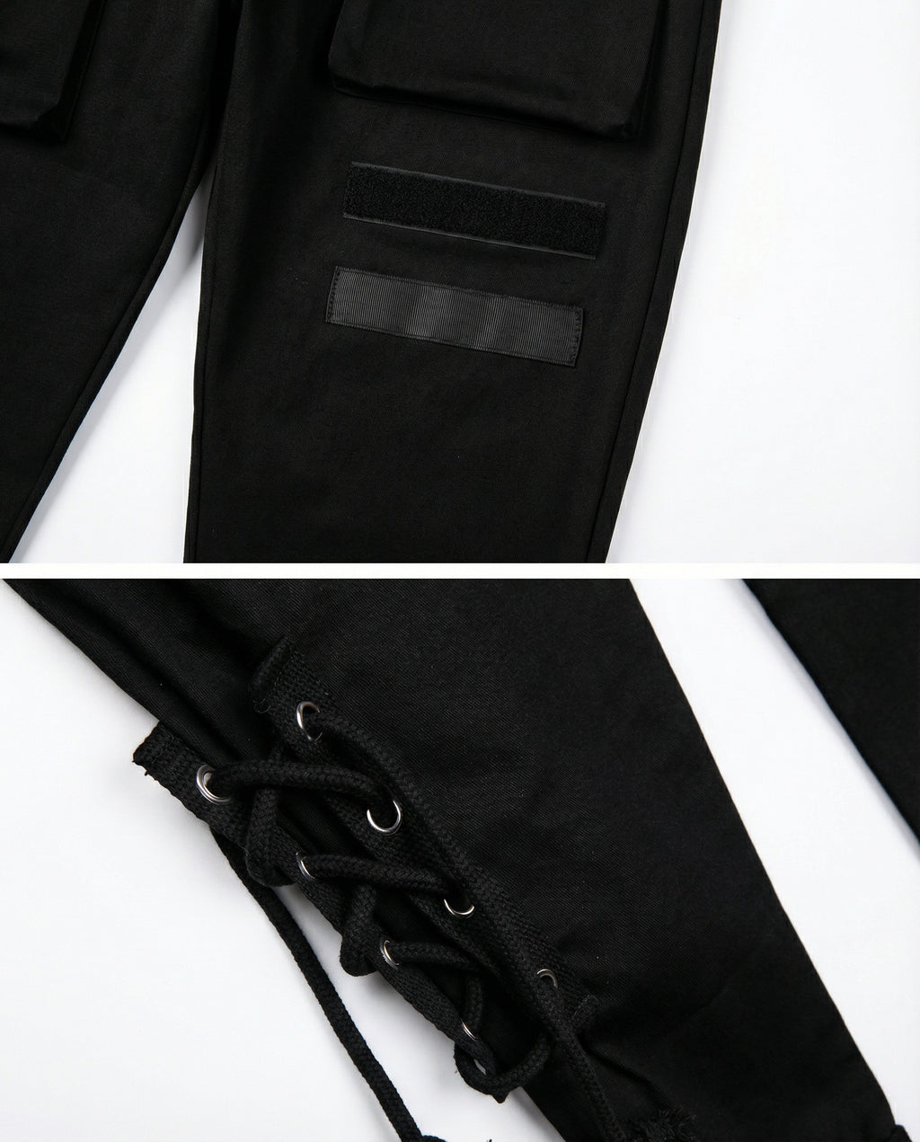 Lace-up Techwear Cargo Joggers - Slim Fit Darkwear Pants