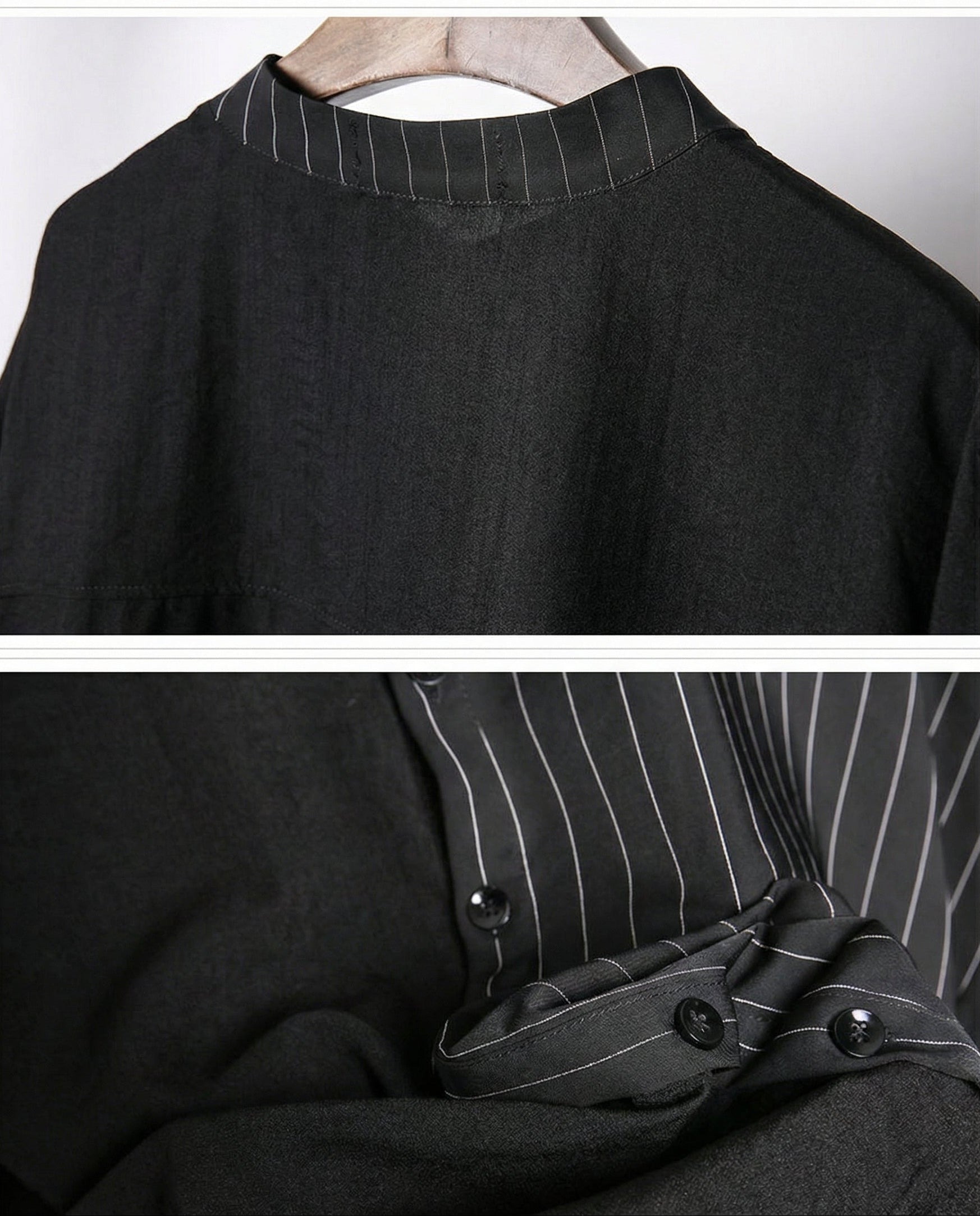 Asymmetrical Deconstructed Pinstripe Shirt - Darkwear Techwear