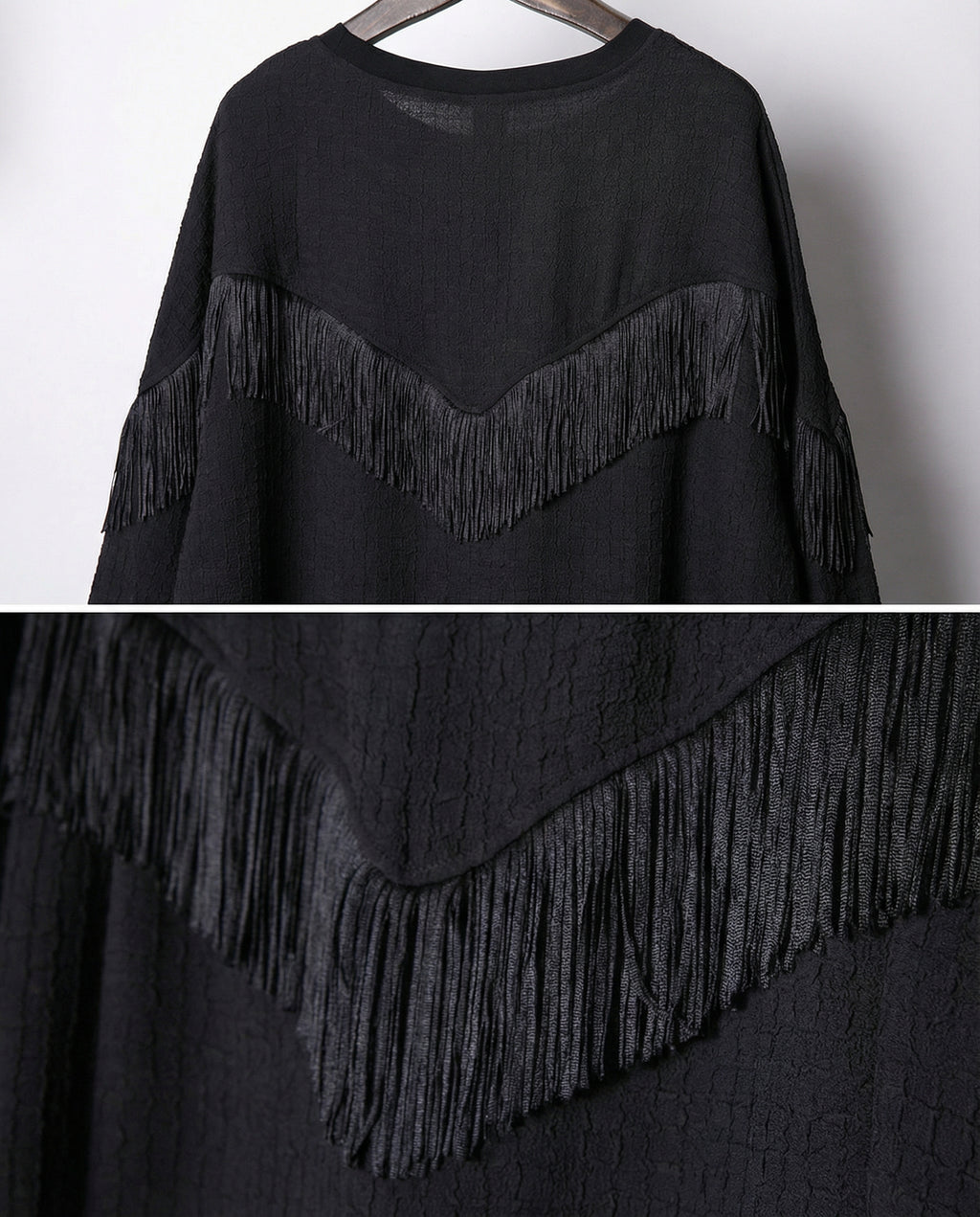 Fringe Patchwork Batwing T-Shirt - Oversized Techwear Top