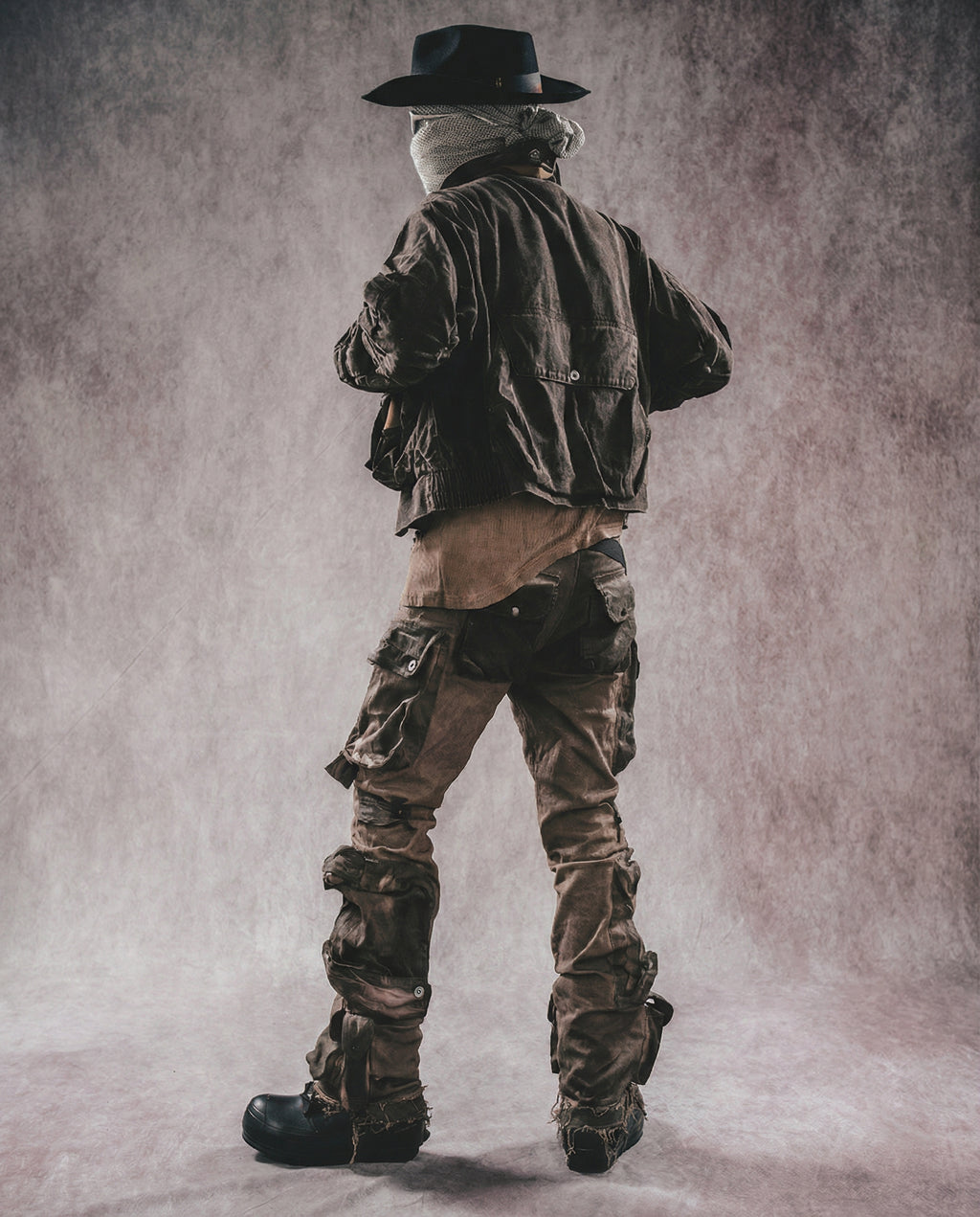 Distressed Wasteland Micro-Flare Cargo Pants - Dirty Fit