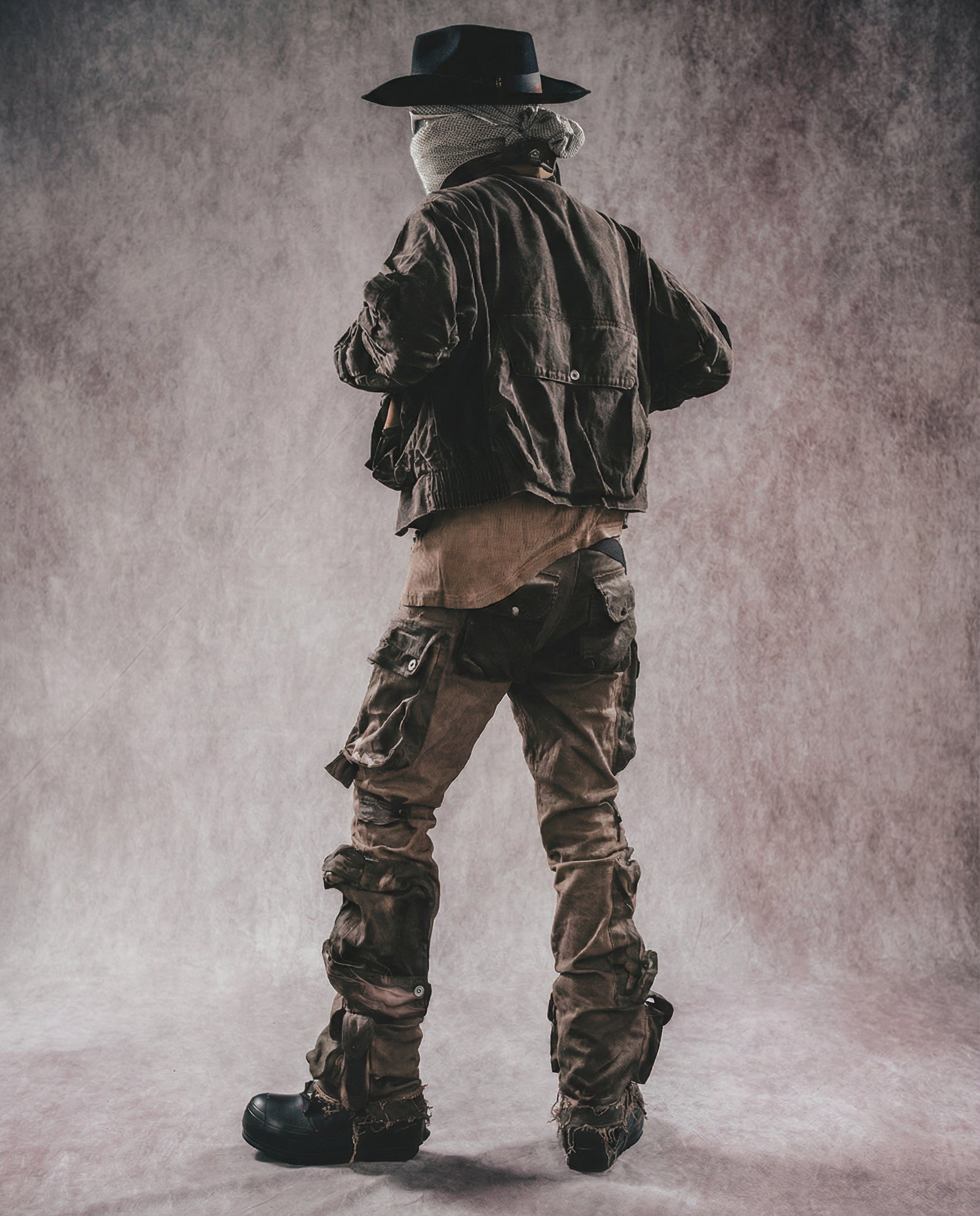 Distressed Wasteland Micro-Flare Cargo Pants - Dirty Fit