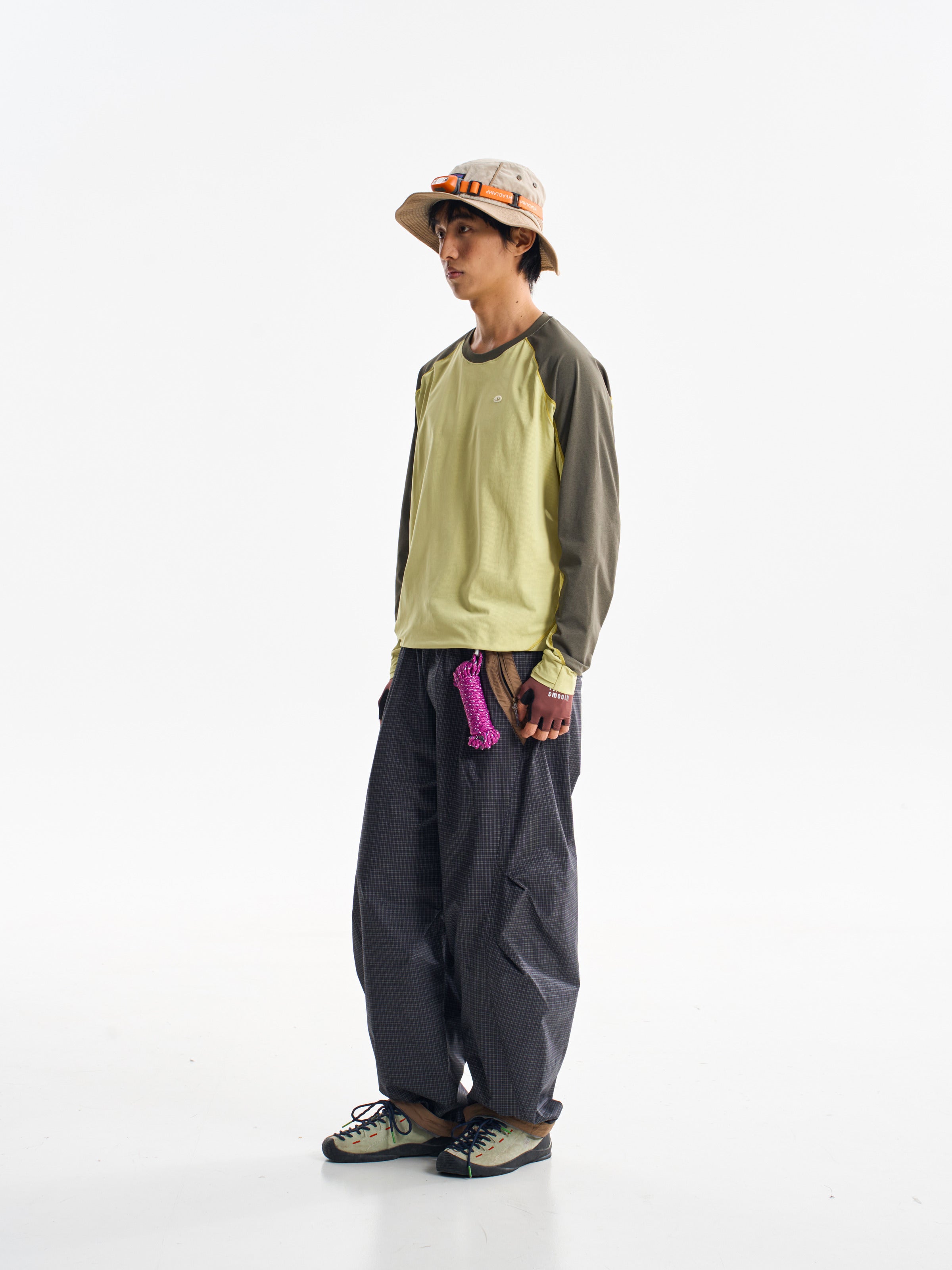 Iron Black hiking cargo pants — side view showing the curved leg profile