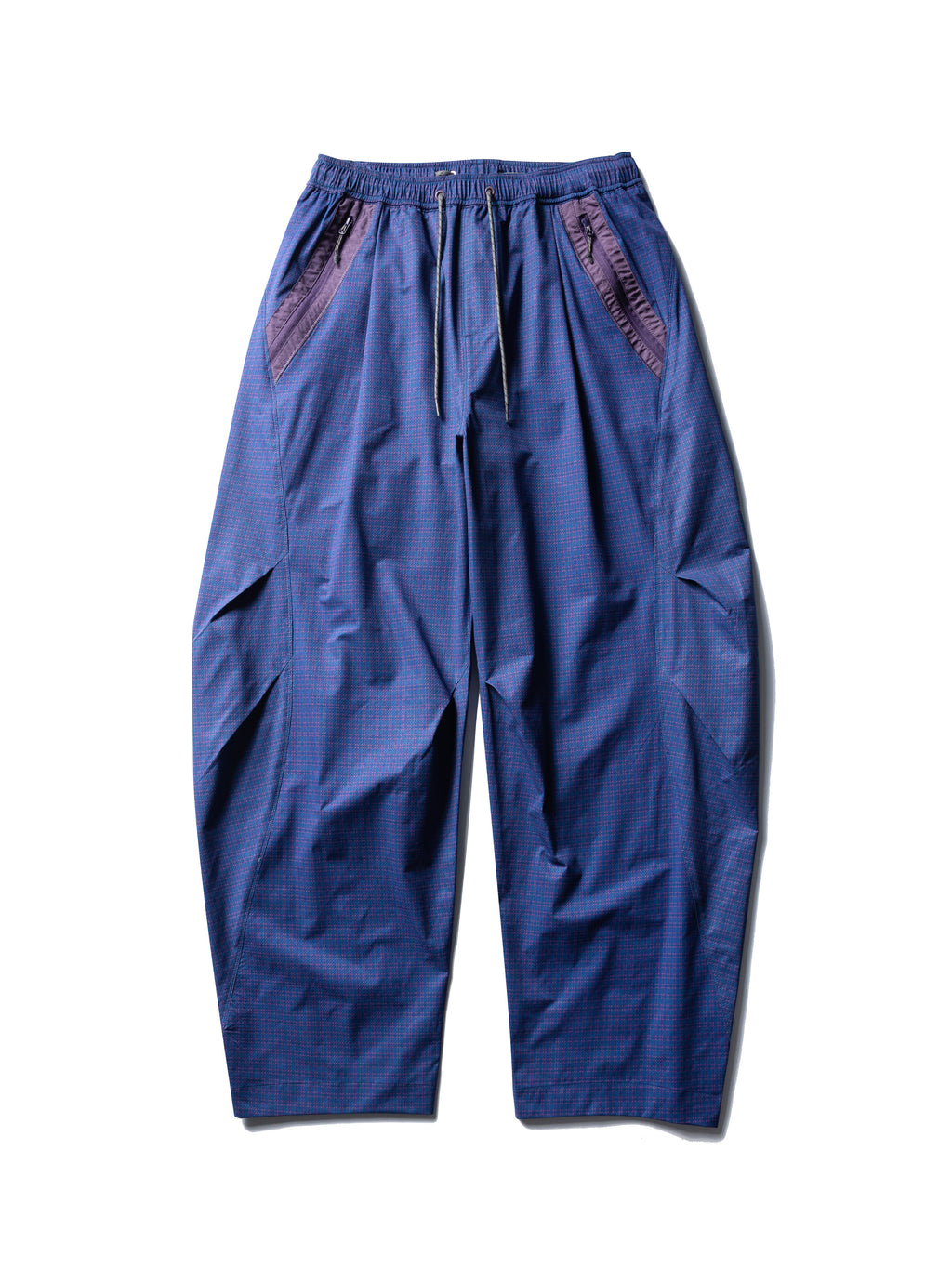 Prussian Blue hiking cargo pants — flat front view showing the waistband, contrast pockets and full leg shape