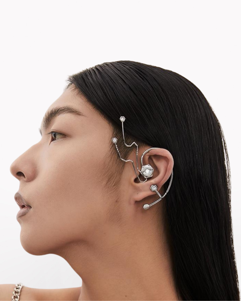 Cyberpunk Chip Circuit Y2K Ear Clip Zeroph