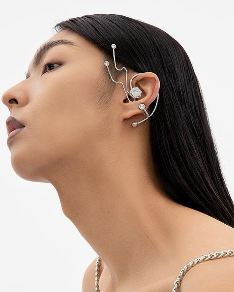 Cyberpunk Chip Circuit Y2K Ear Clip Zeroph