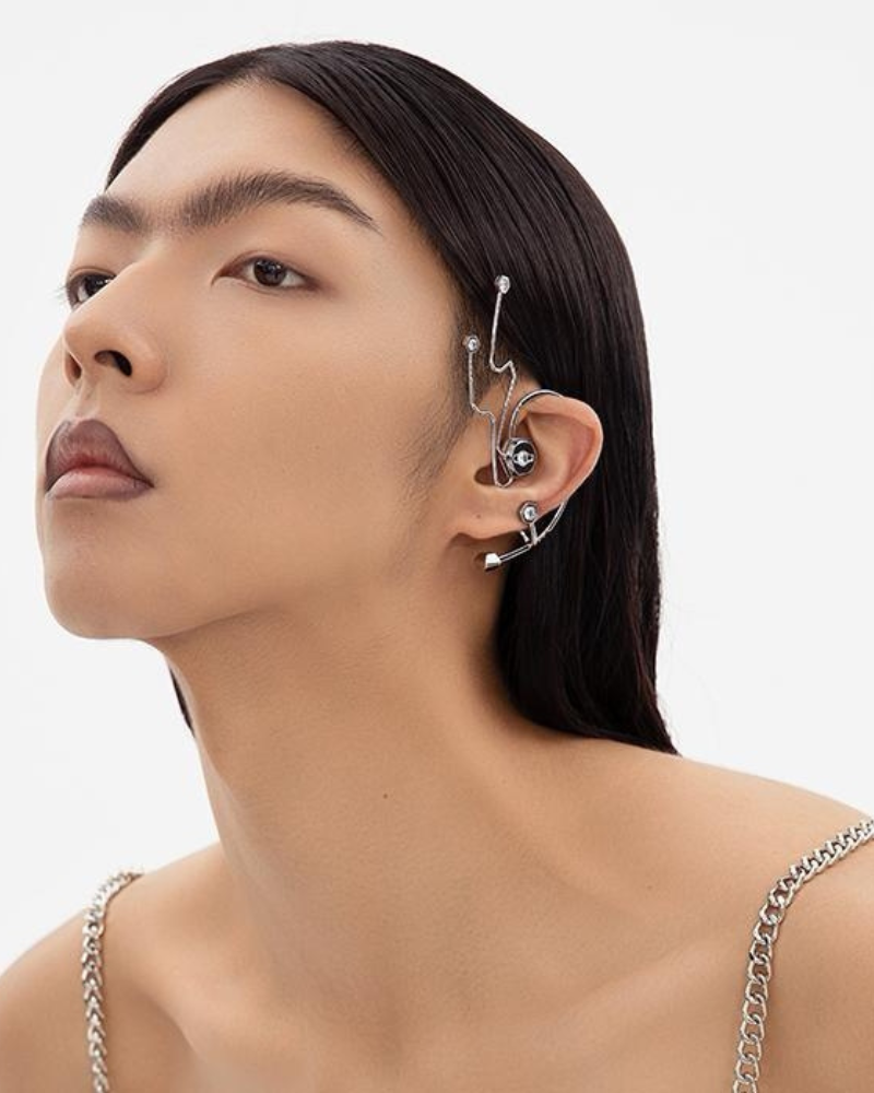 Cyberpunk Chip Circuit Y2K Ear Clip Zeroph