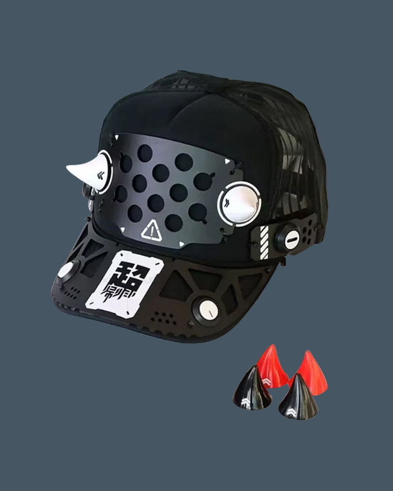Cyberpunk Mech-Horn Tactical Cap Mask Hand Armor Zeroph