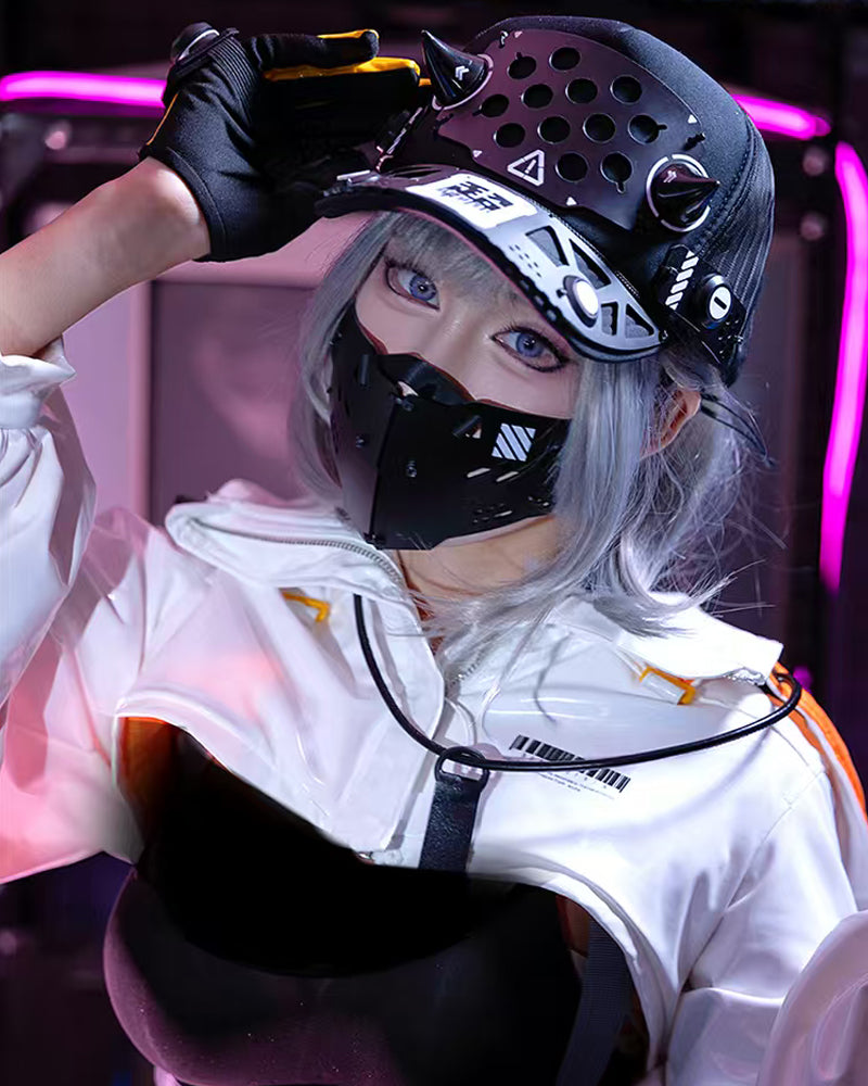 Cyberpunk Mech-Horn Tactical Cap Mask Hand Armor Zeroph