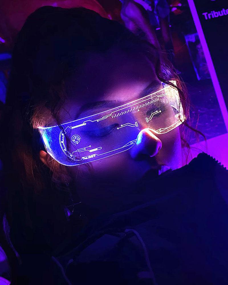 Cyberpunk 7 Colors Changing Flashing LED Glasses Zeroph