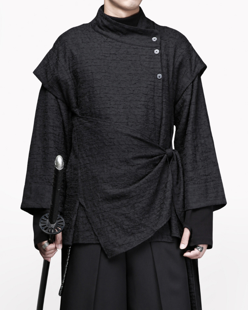 Dark Modern Japanese Asymmetrical Robe Shirt Zeroph